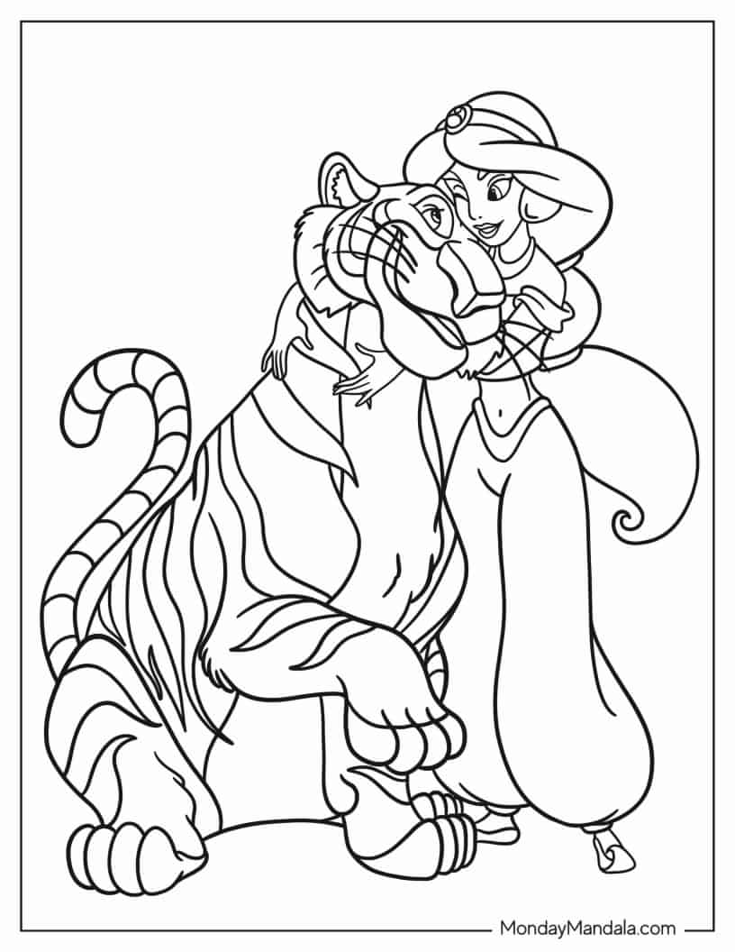 Easy Coloring Sheet Of Jasmine And Rajah coloring page