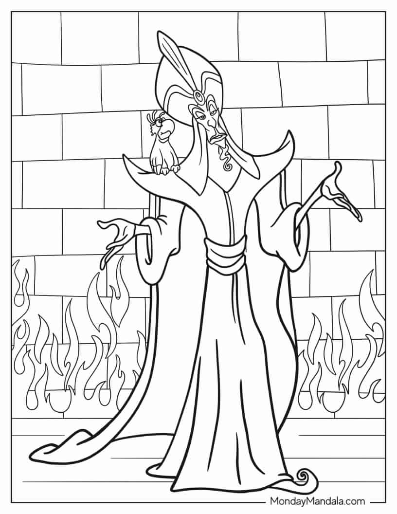 Jafar With Iago Coloring Sheet coloring page