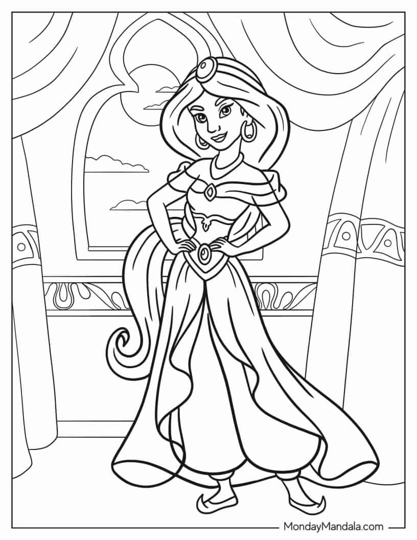 Princess Jasmine Coloring Page For Kids coloring page