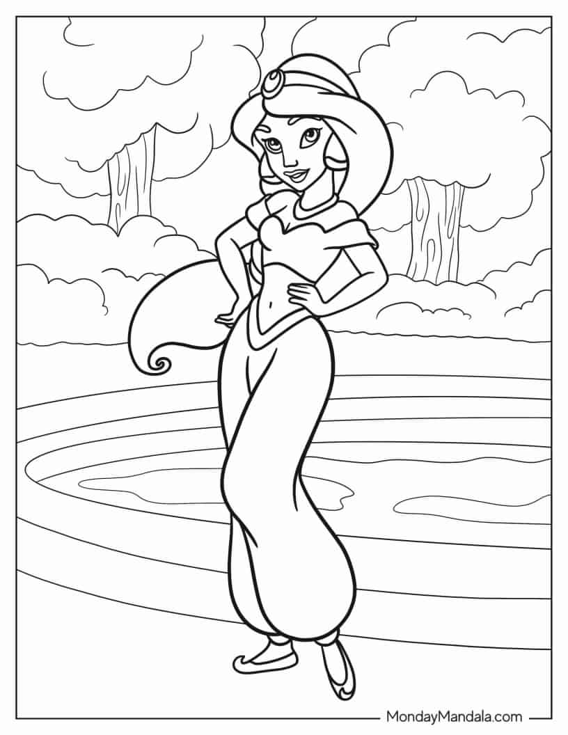 Simple Princess Jasmine Coloring Sheet coloring page