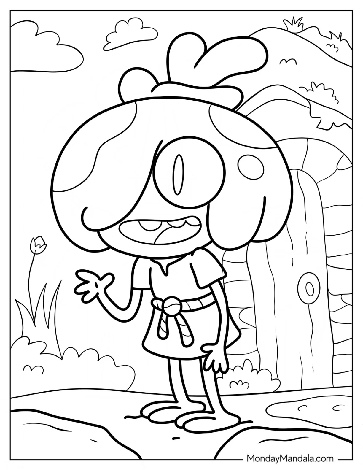 Amphibia Coloring Page Of Kawaii Maddie Flour For Preschoolers coloring page