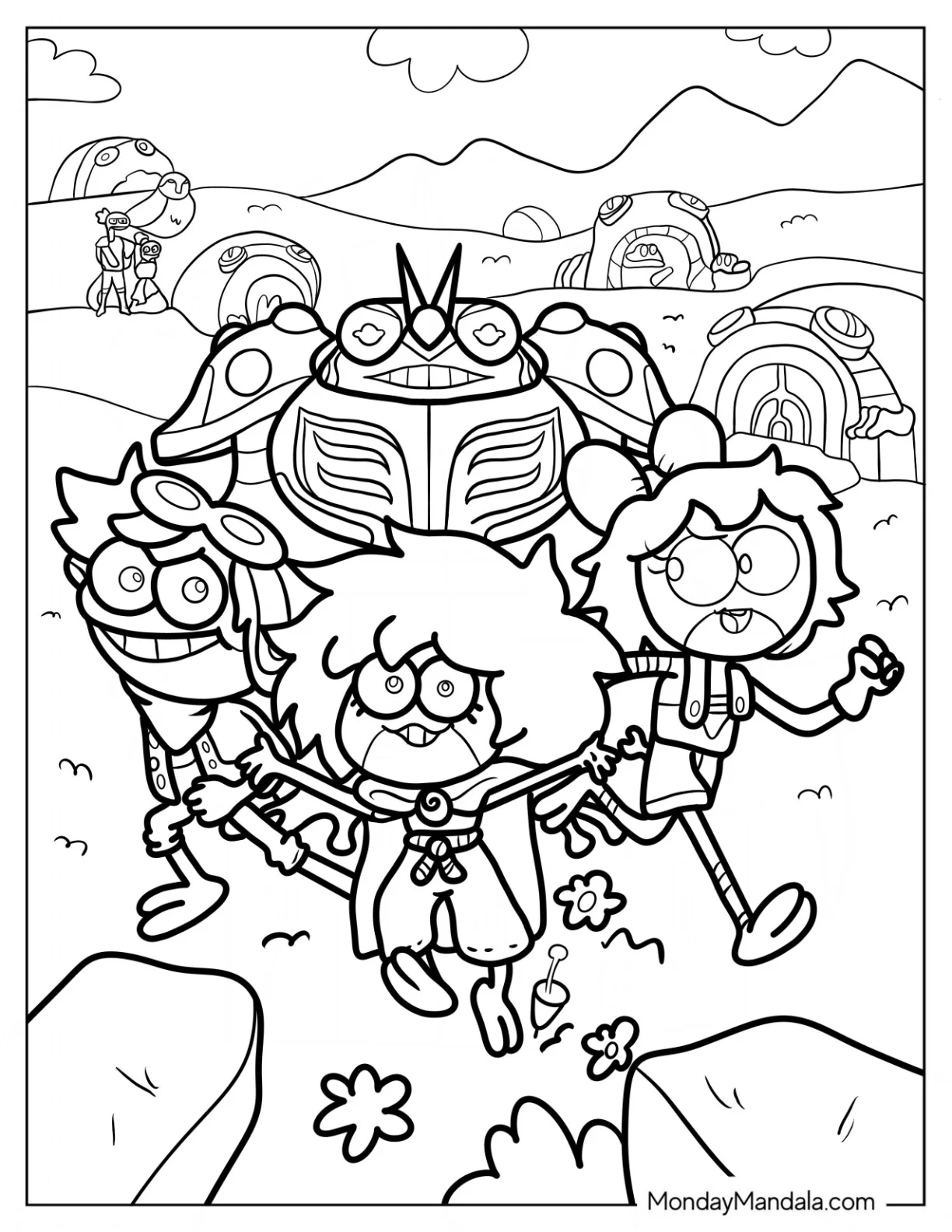Amphibia Coloring Page, Sprig, Ivy, And Polly coloring page