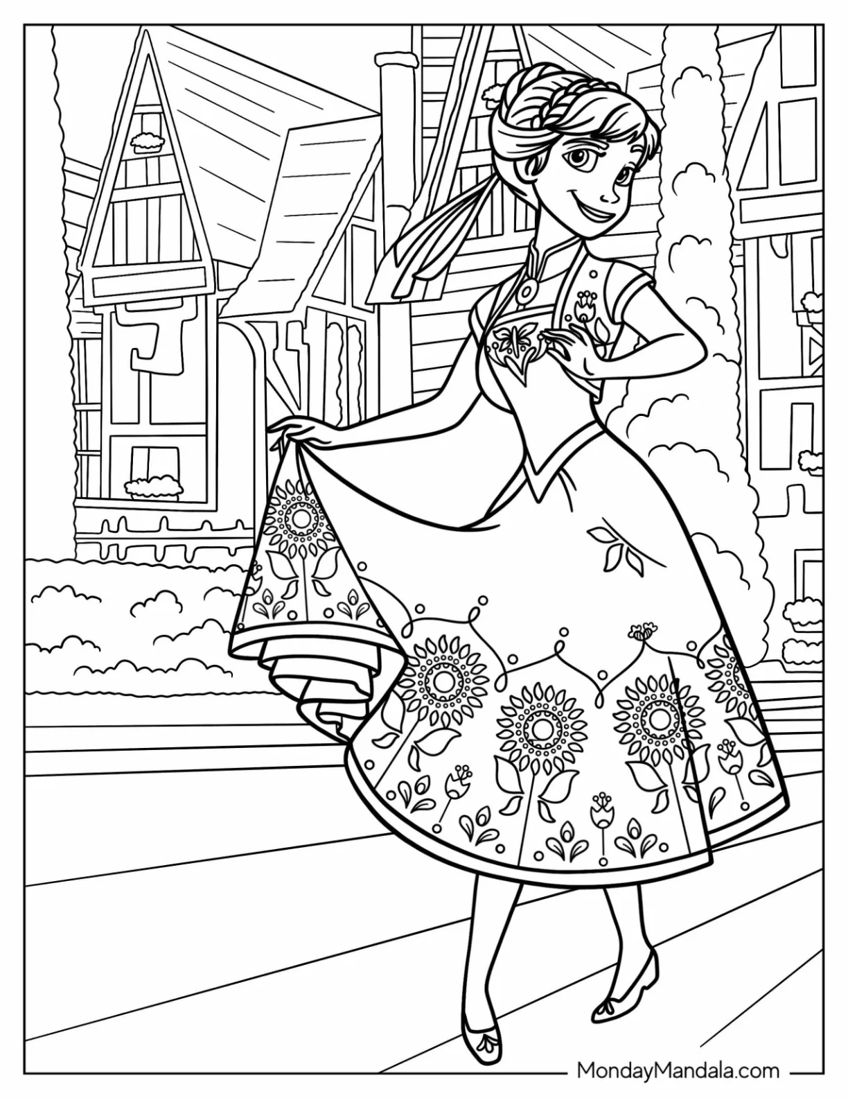 Anna In Summer Dress In Arendelle coloring page