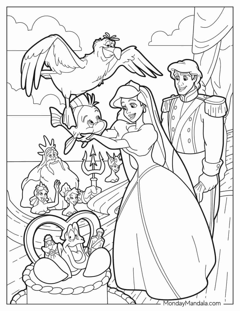 Ariel_s Wedding To Prince Eric coloring page — printable line art