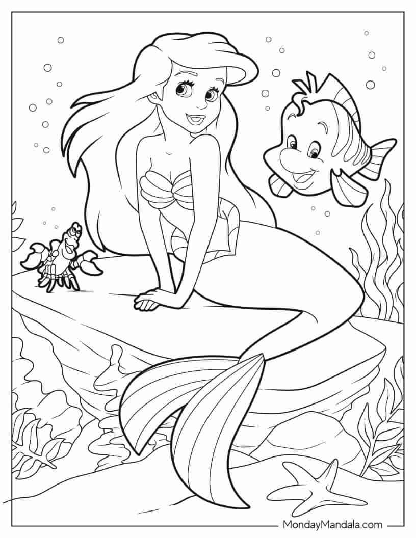 Ariel Sitting On Rock coloring page