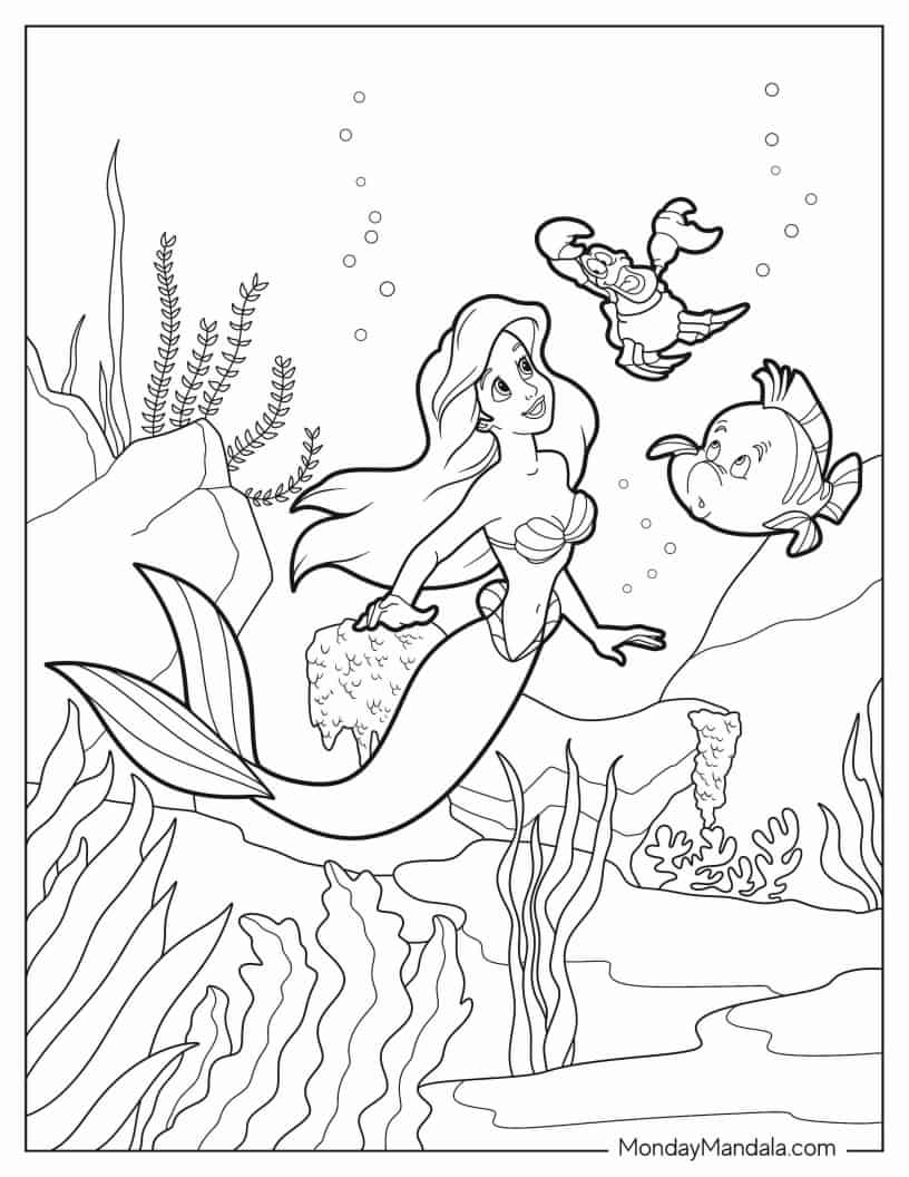 Detailed Little Mermaid Coloring Page coloring page