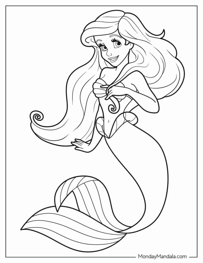 Simple Coloring Page Of Ariel For Preschoolers coloring page