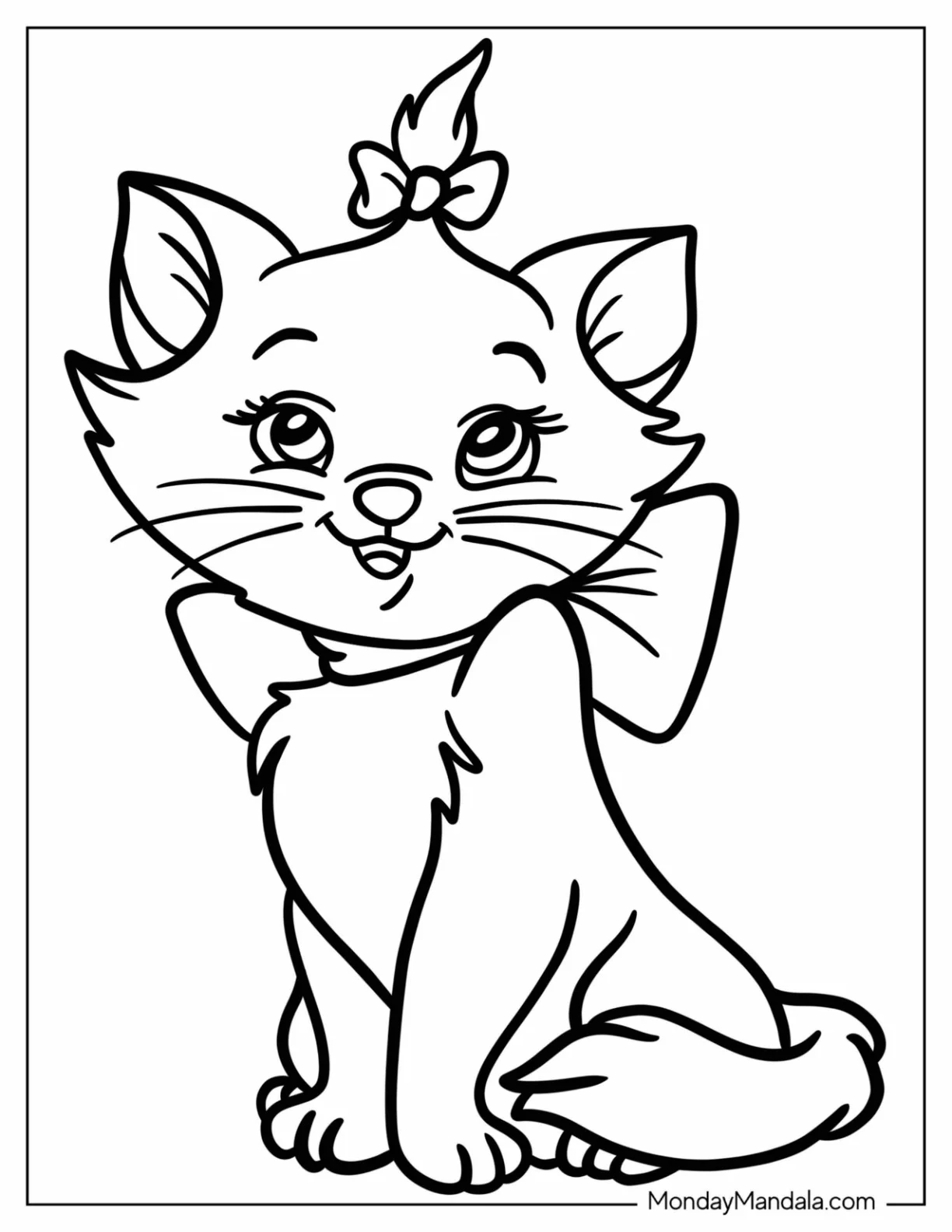 Aristocats Coloring Page Of Kawaii Marie Aristocats Kitten For Kids coloring page