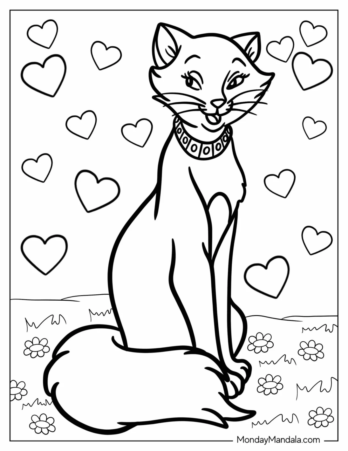 Aristocats Coloring Page Of Pretty Duchess With Hearts coloring page