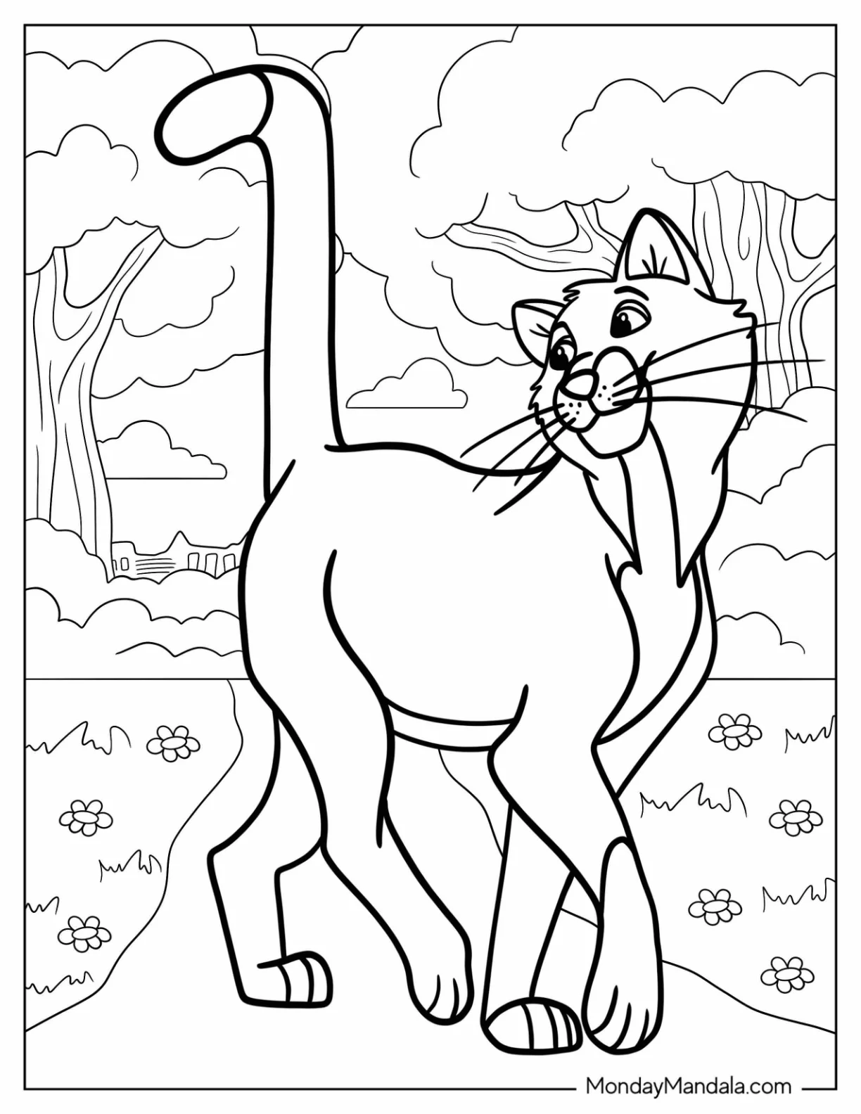 Aristocats Coloring Page Of Thomas O Malley Walking In Park For Kids coloring page