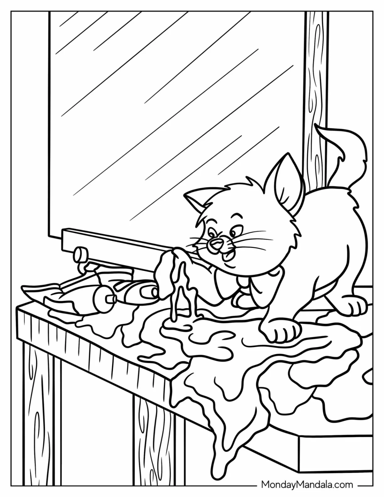Aristocats Coloring Page Of Toulouse Playing With Toothpaste For Kids coloring page