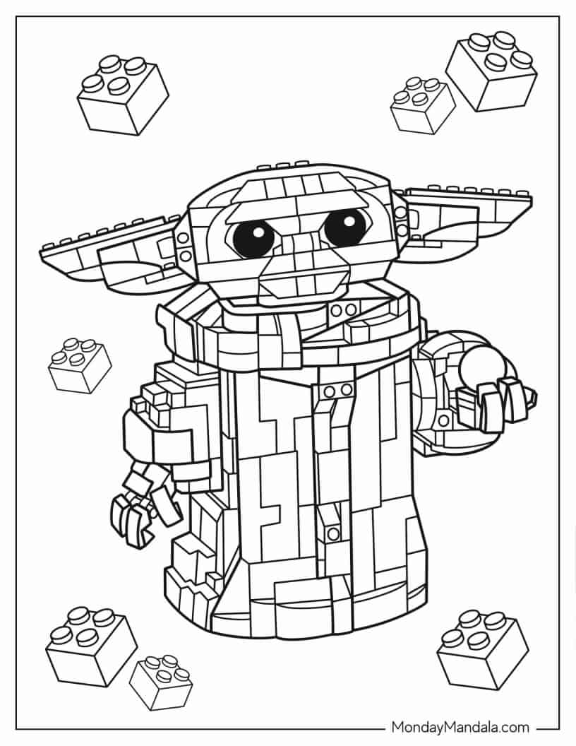 Detailed Baby Yoda Coloring Sheet coloring page