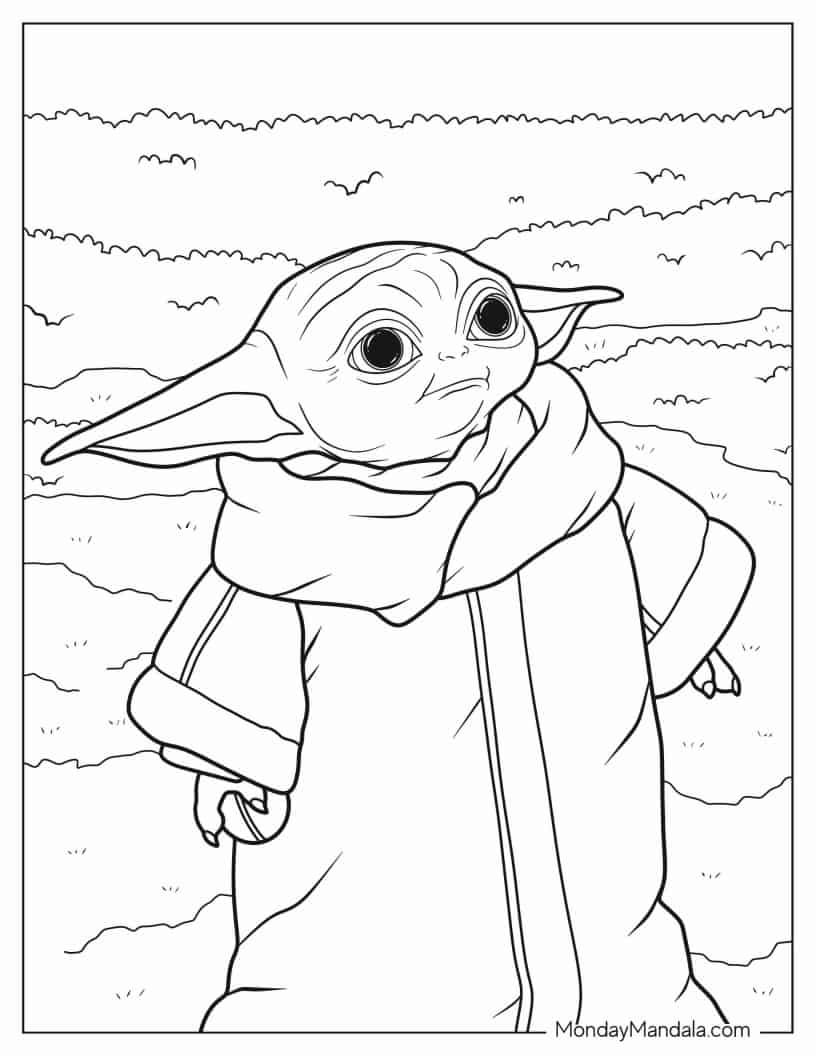 Upset Baby Yoda To Color coloring page