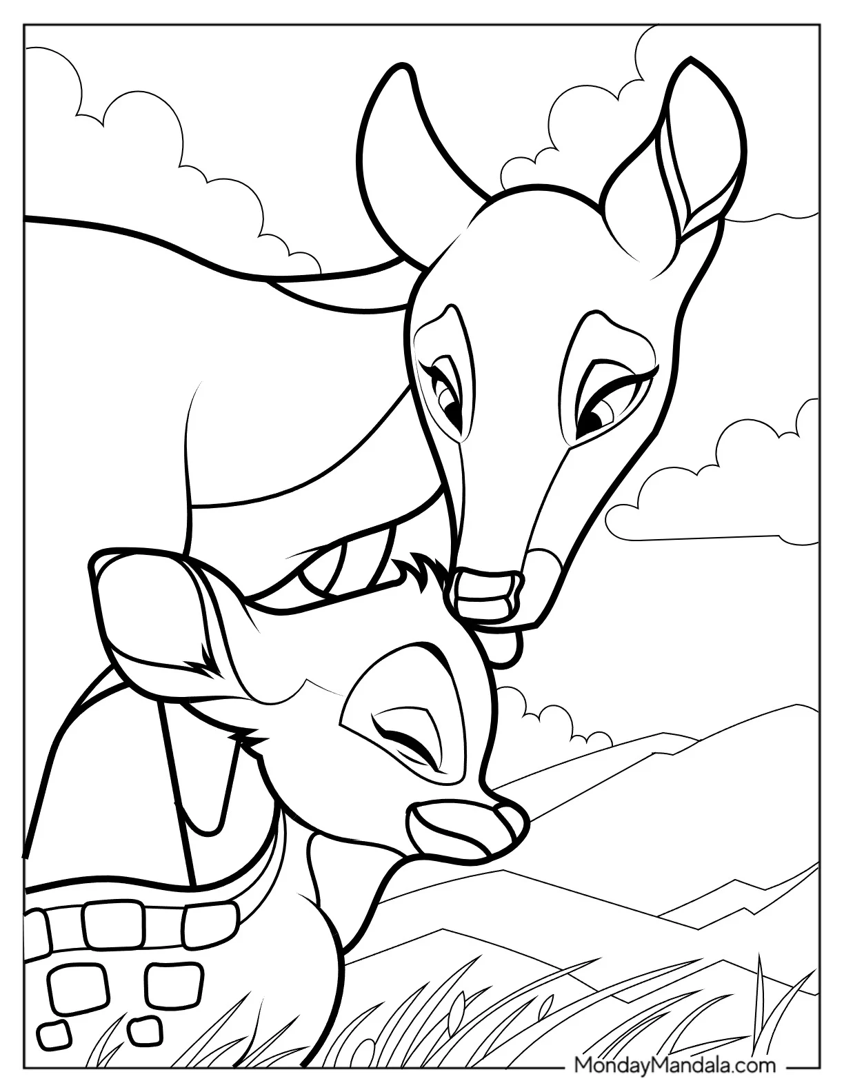 Bambi And His Mother V2 coloring page — printable line art