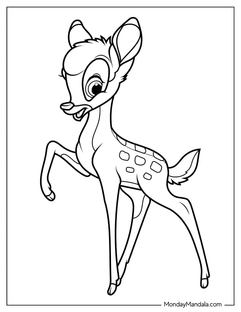 Easy Coloring Page Of Bambi For Preschoolers coloring page