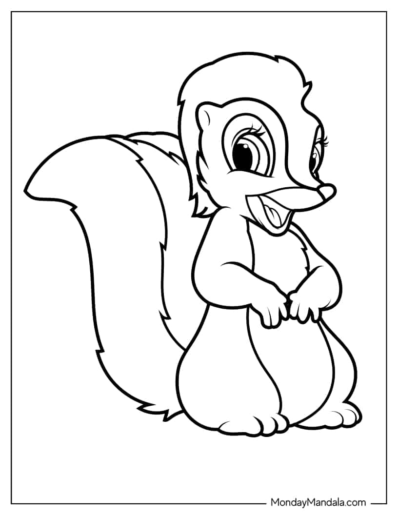 Simple Outline Of Flower The Skunk coloring page