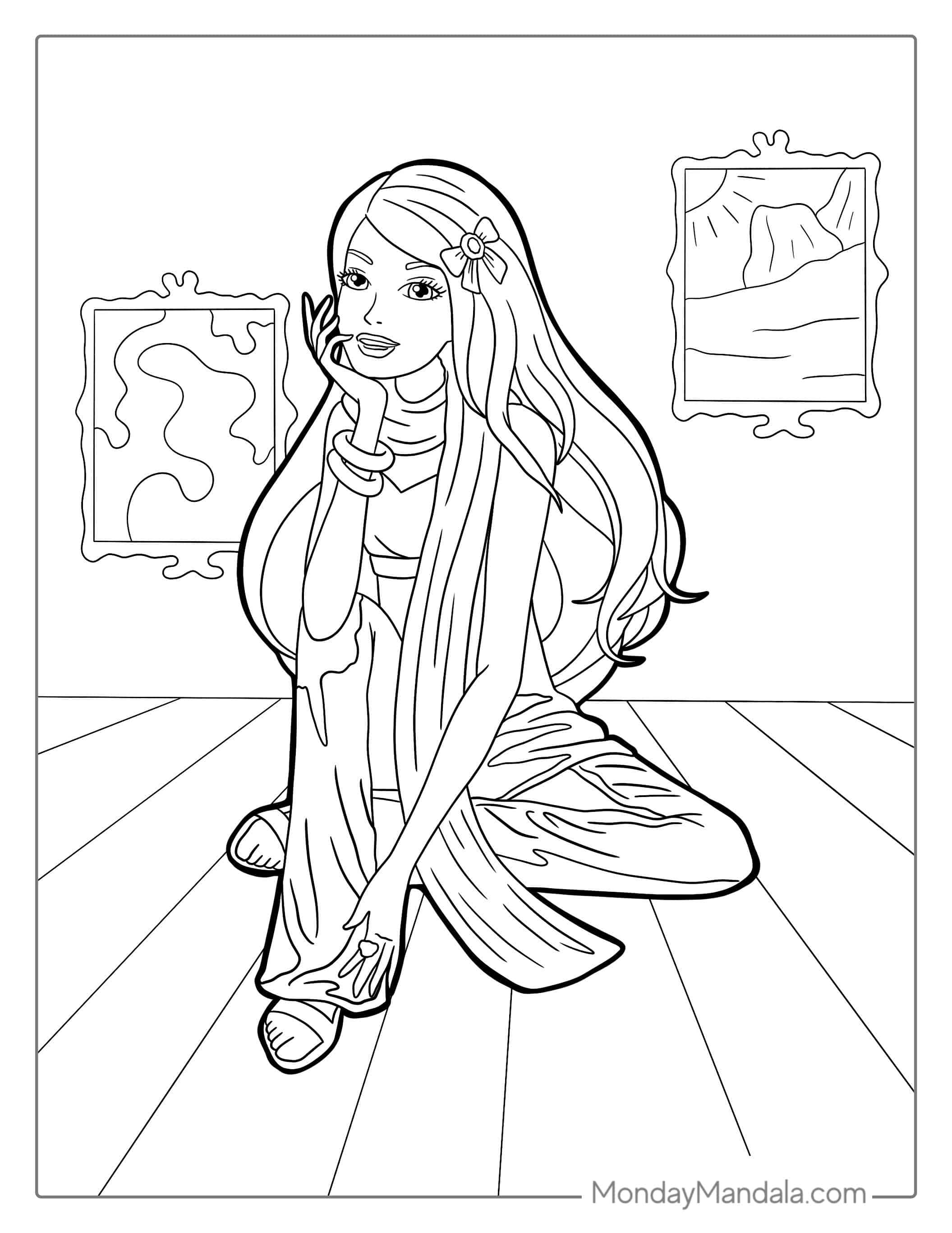 Artist Barbie Coloring Page coloring page — printable line art