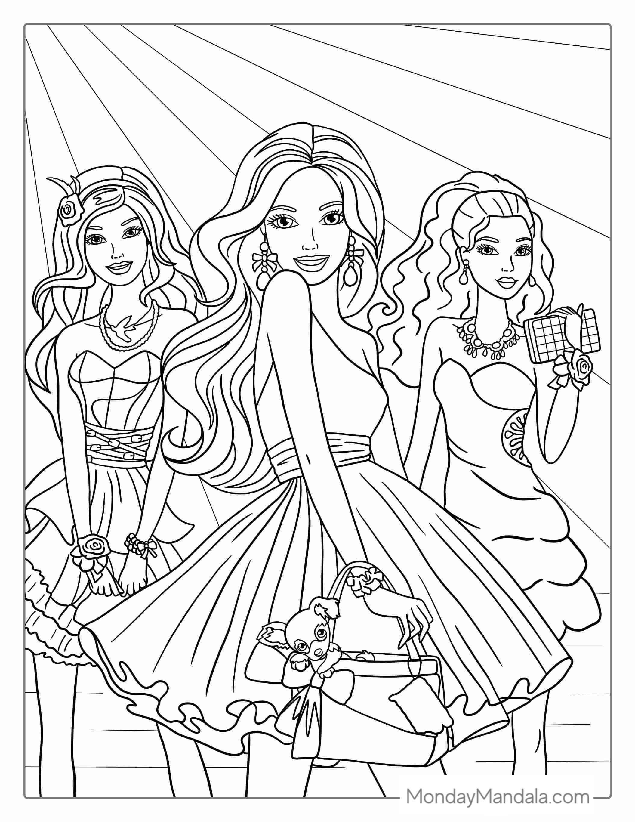 Barbie And Friends Coloring Sheet coloring page — printable line art
