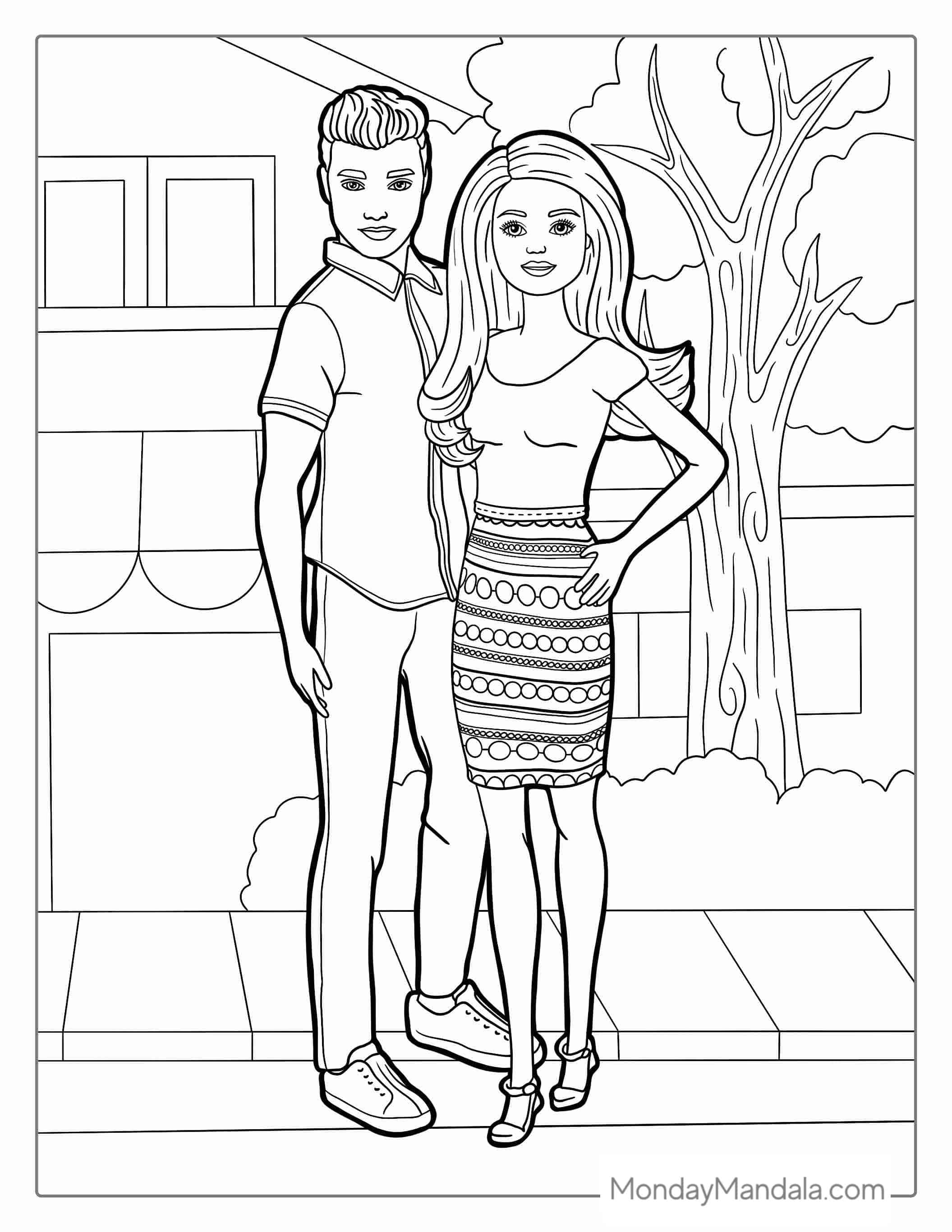 Barbie And Ken Coloring Page For Kids coloring page