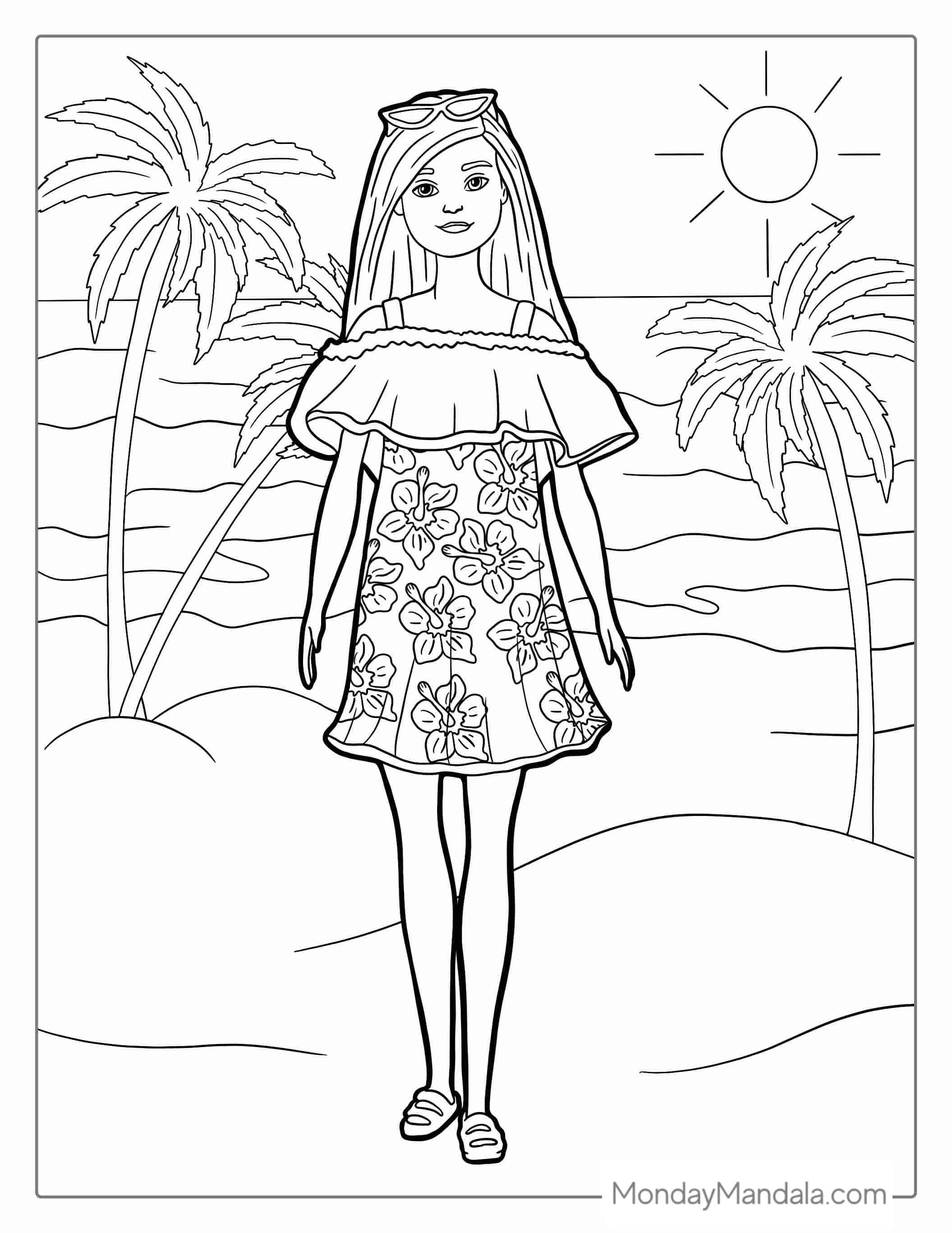 Barbie At The Beach coloring page