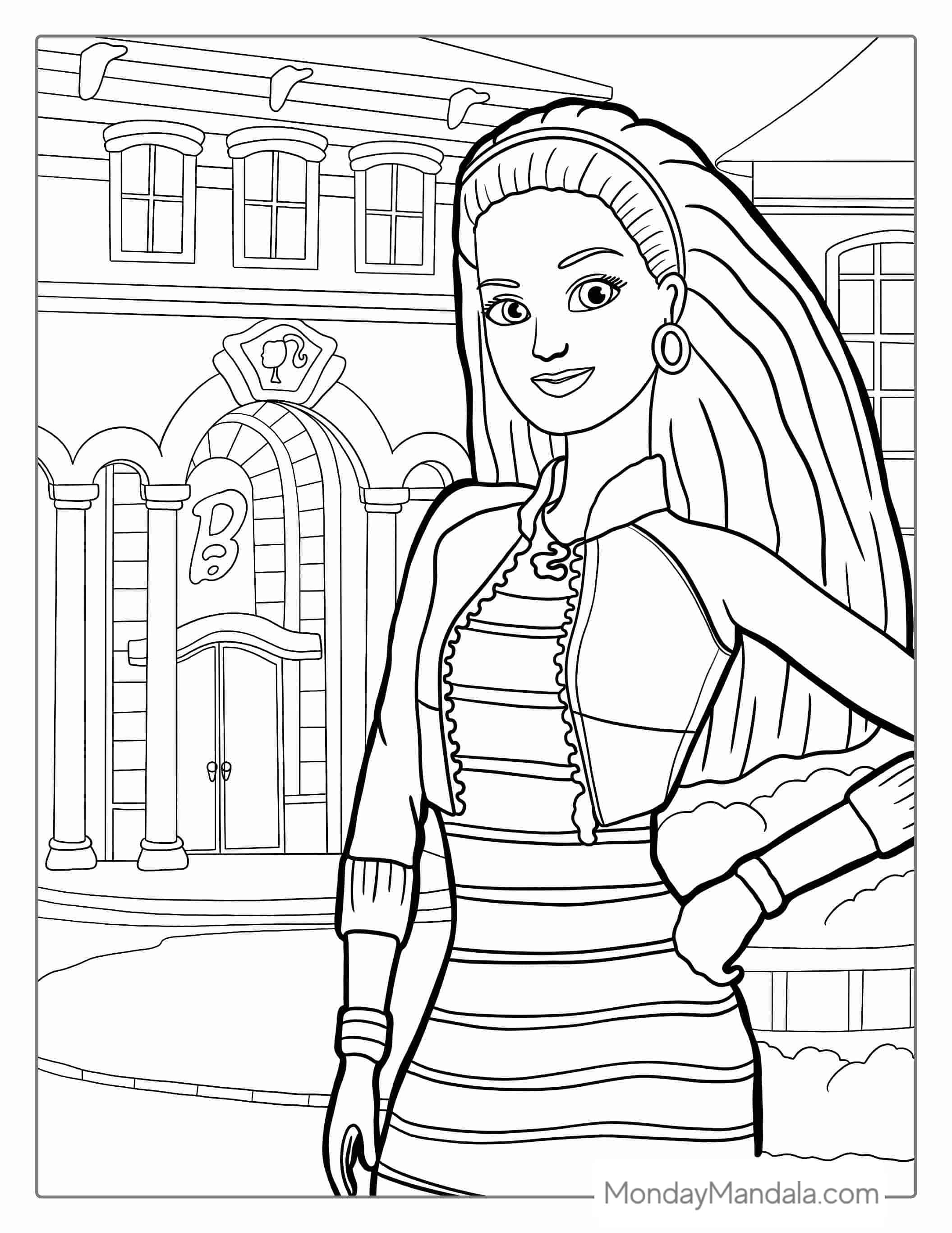Barbie At The Dream House Mansion coloring page