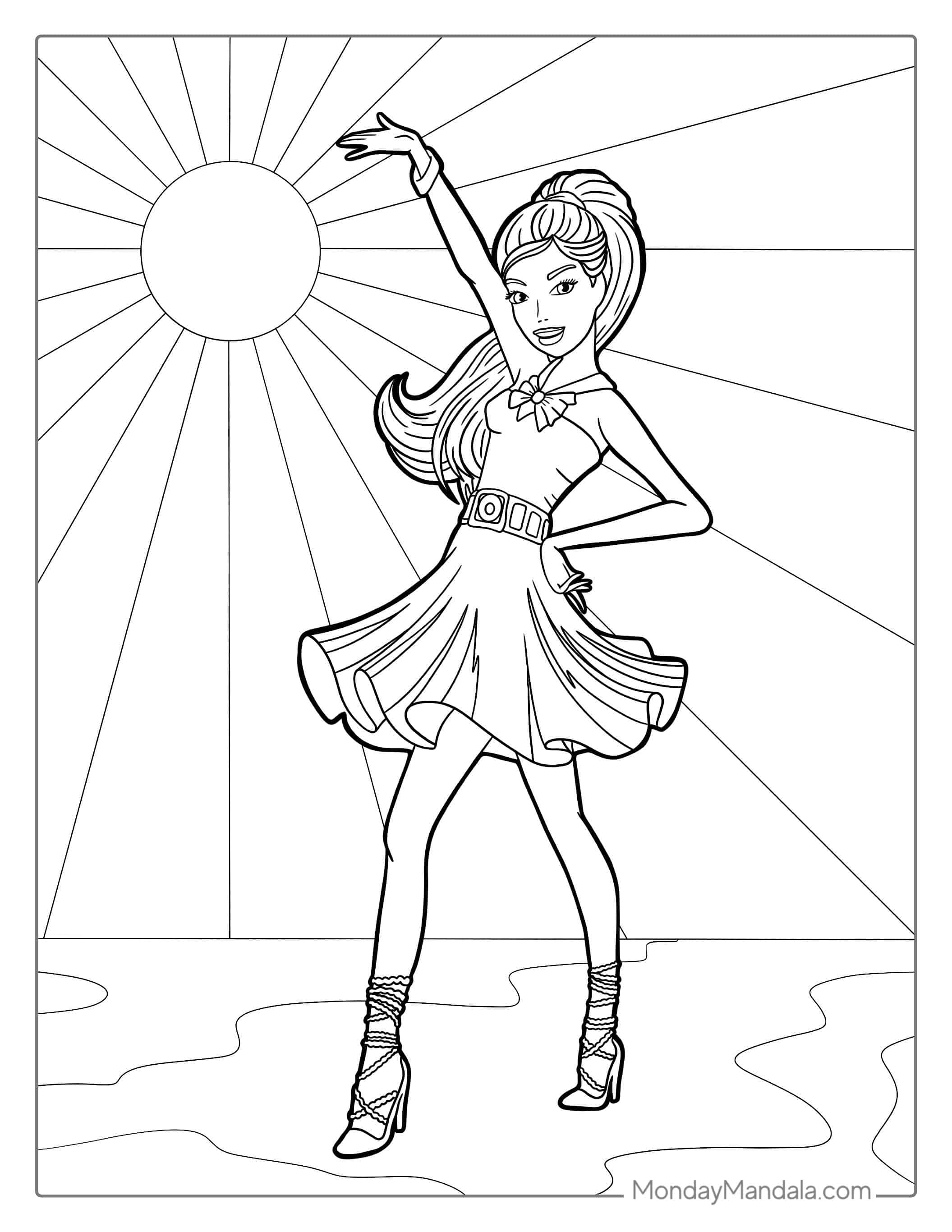 Barbie Dancing Coloring Page coloring page — printable line art