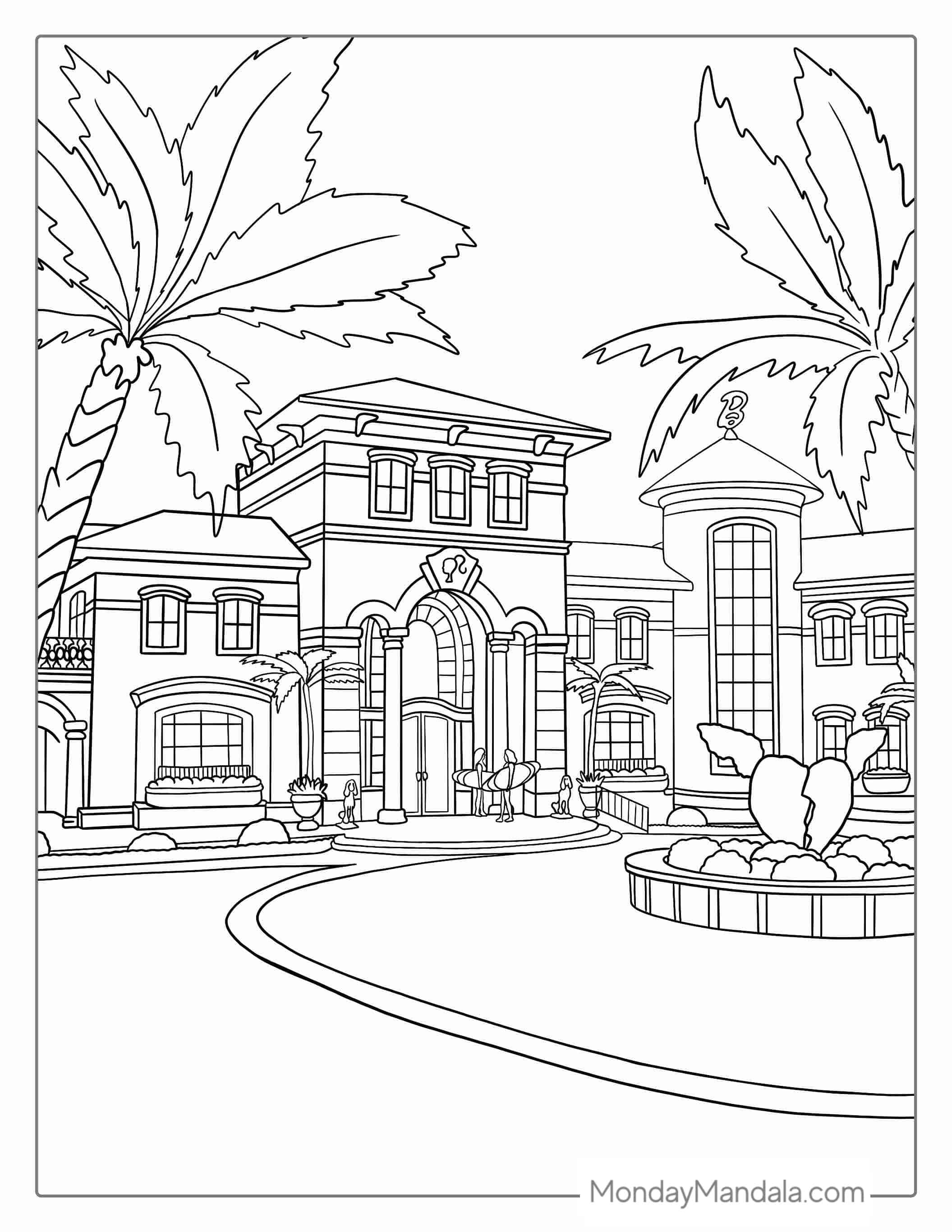 Barbie Dream House Coloring Page coloring page — printable line art
