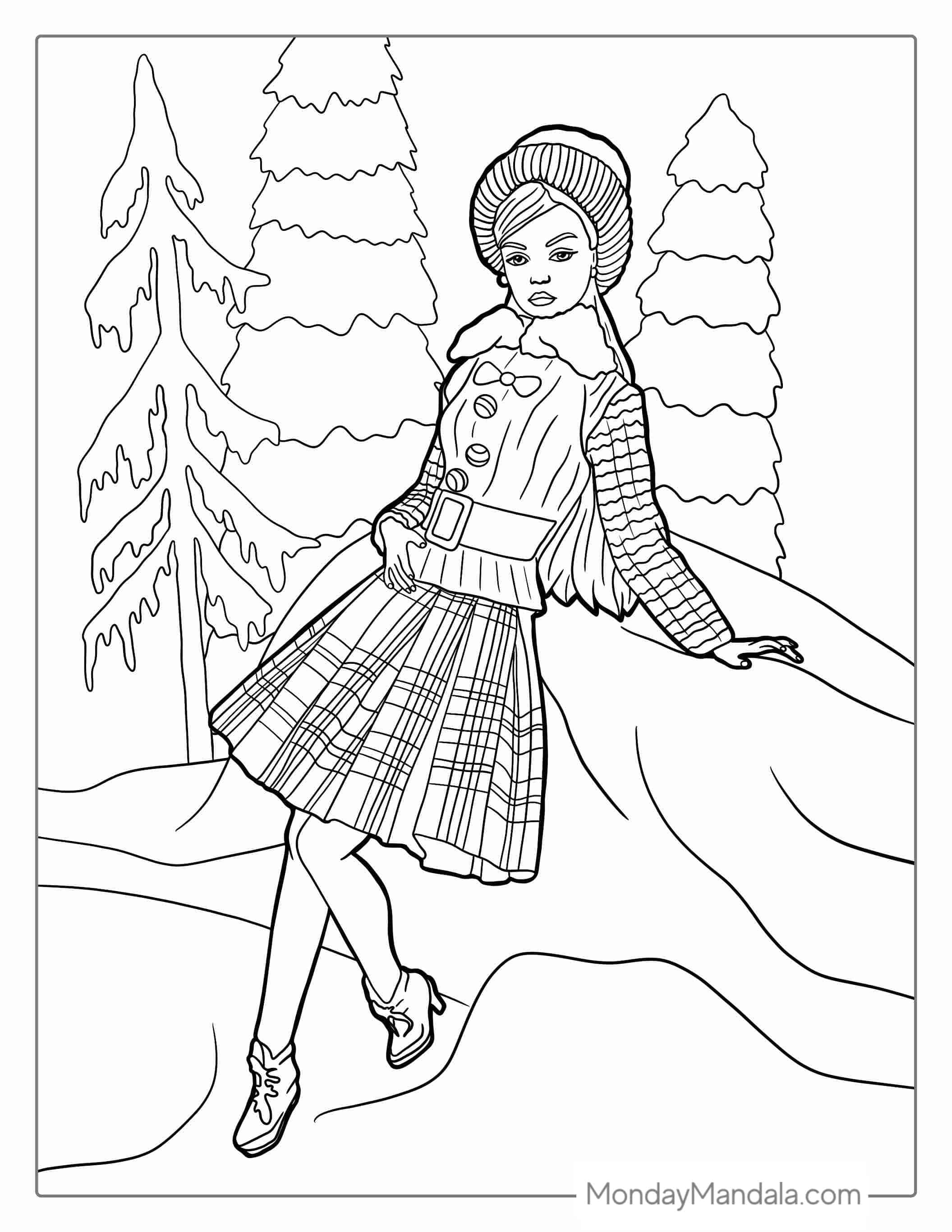 Barbie In The Snow coloring page
