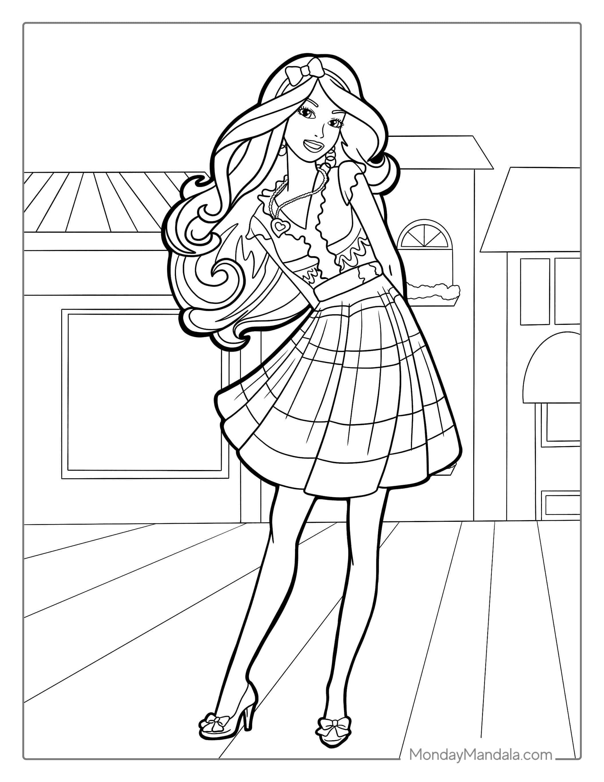 Barbie Out Shopping Coloring Sheet coloring page — printable line art