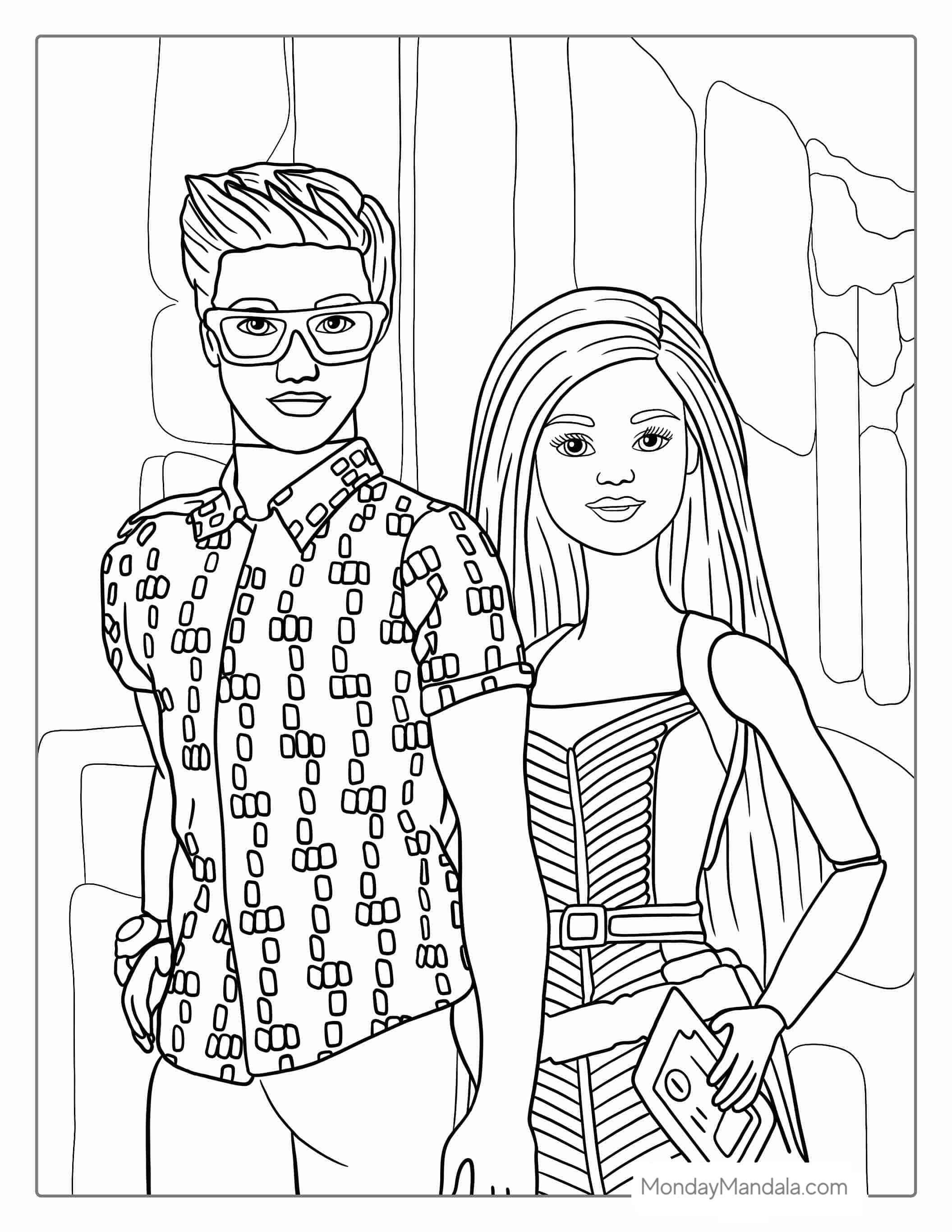 Ken And Barbie At The Beach coloring page