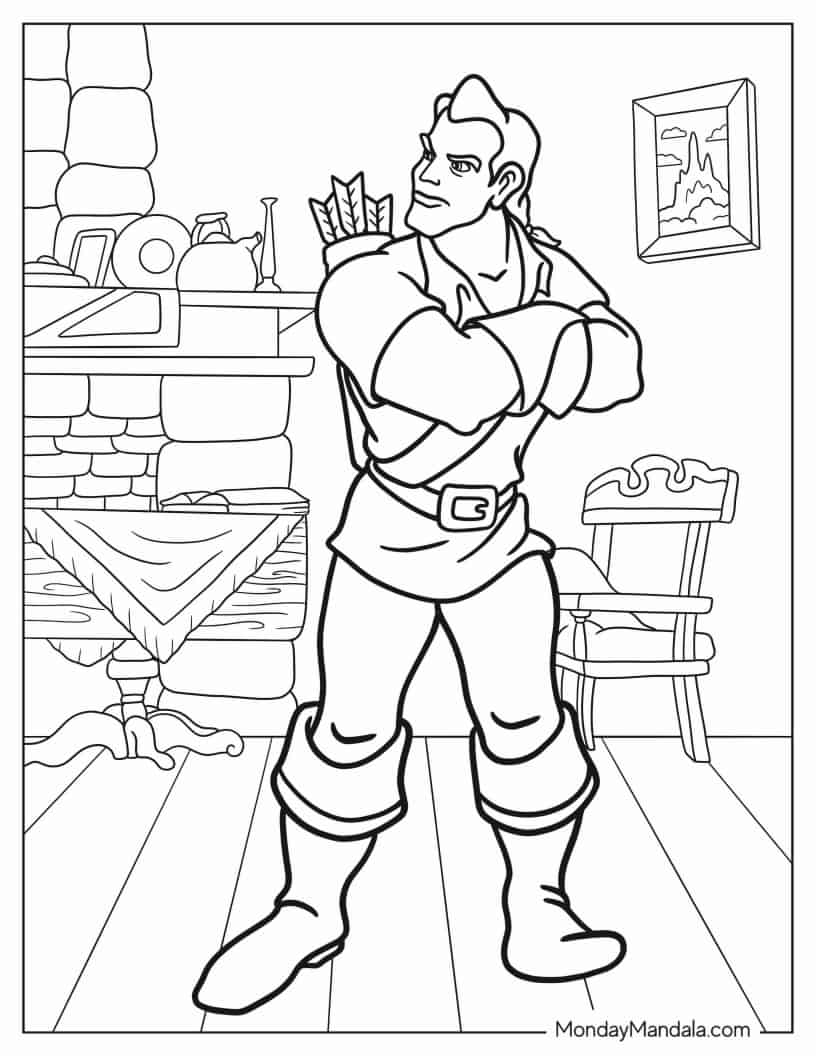 Gaston In Tavern Coloring Sheet coloring page