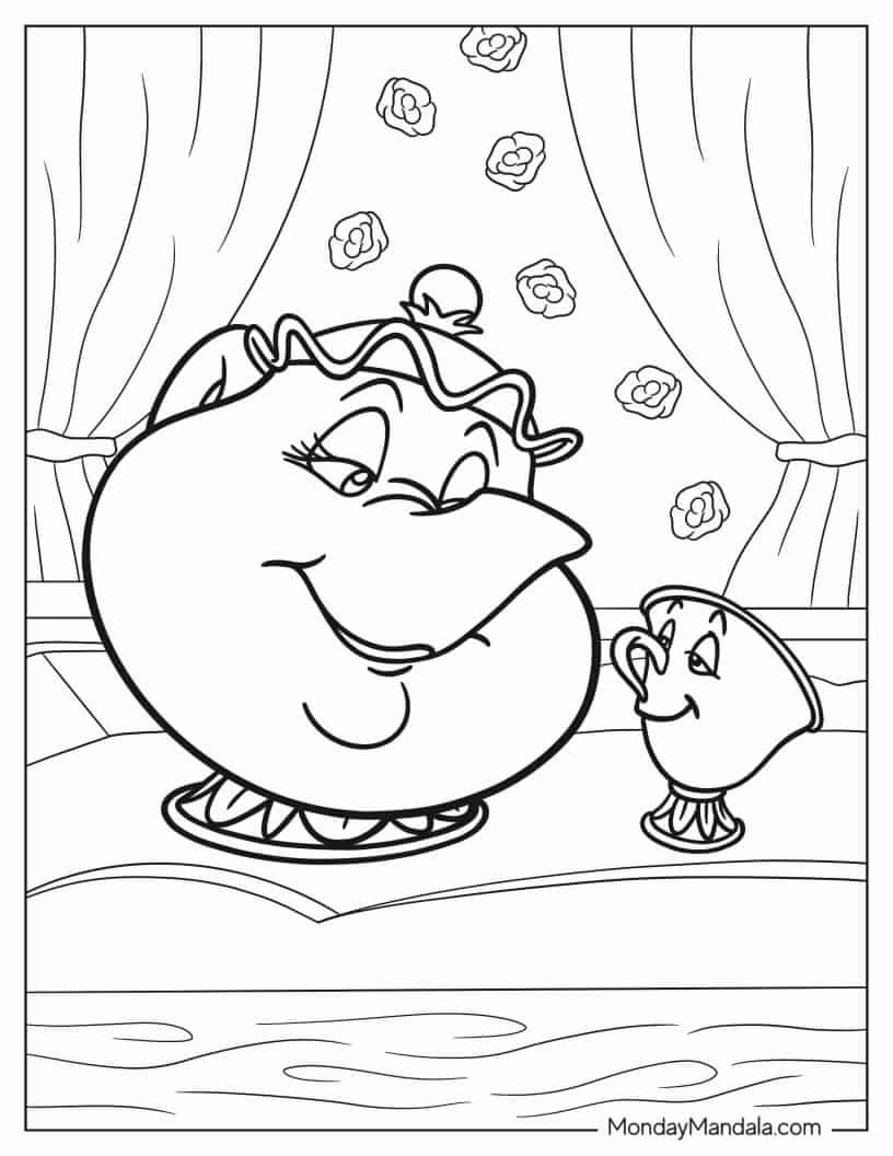 Mrs. Potts And Chip coloring page