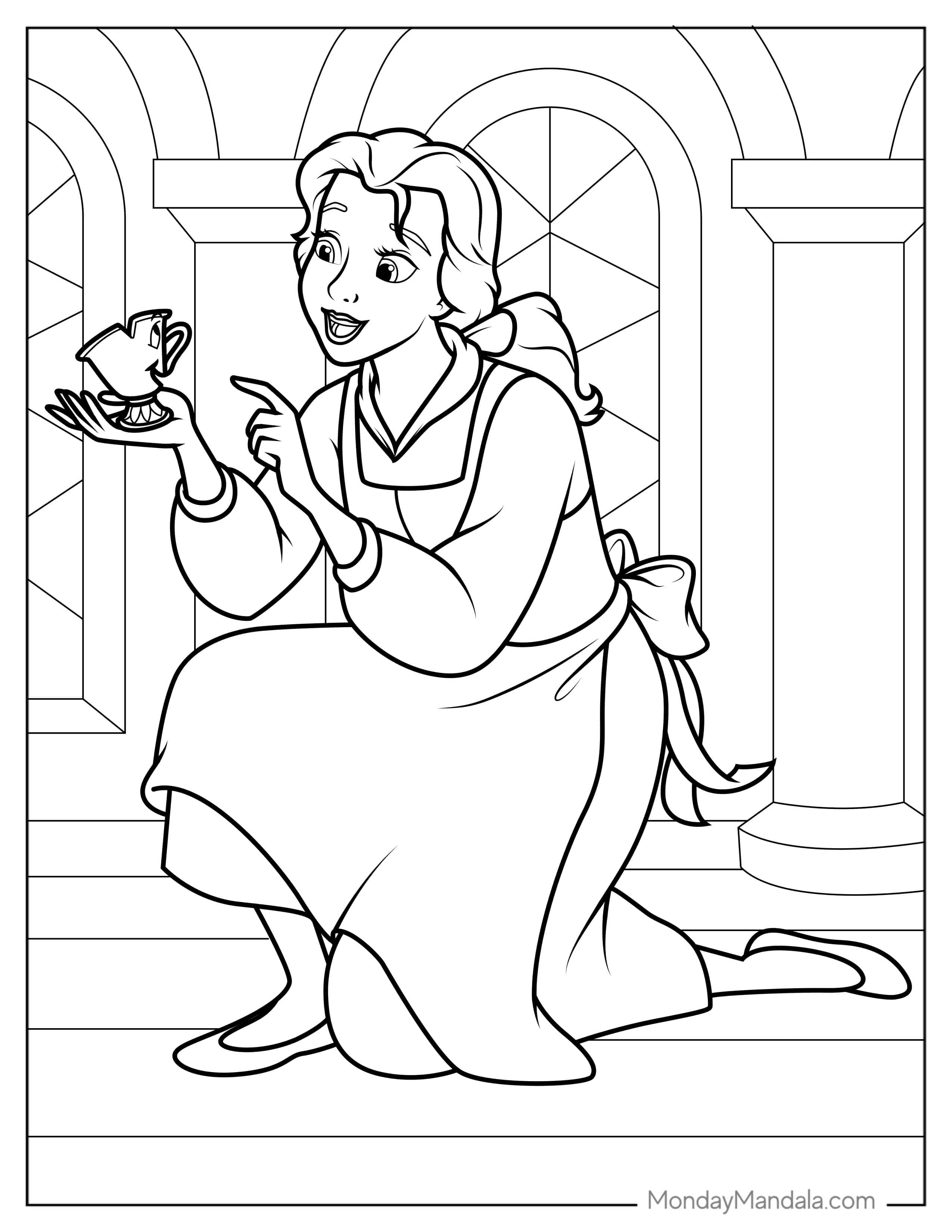 Belle Signing To Chip Coloring Page coloring page