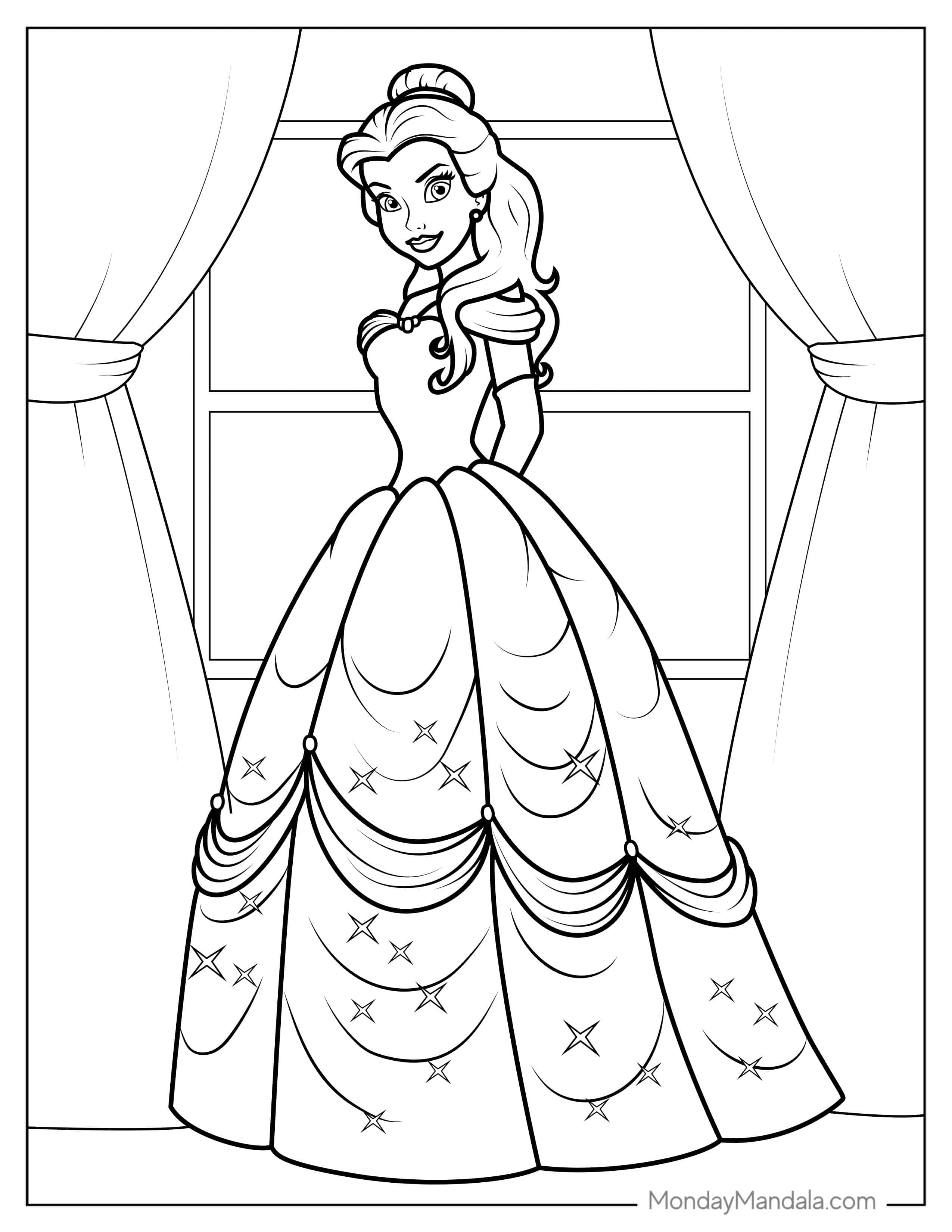 Easy Coloring Sheet Of Princess Belle coloring page — printable line art