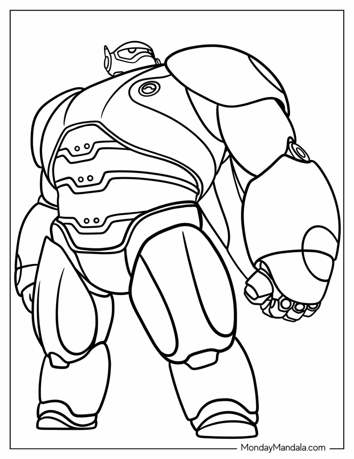 Big Hero 6 Coloring Page Of Baymax In Super Armor Outline coloring page