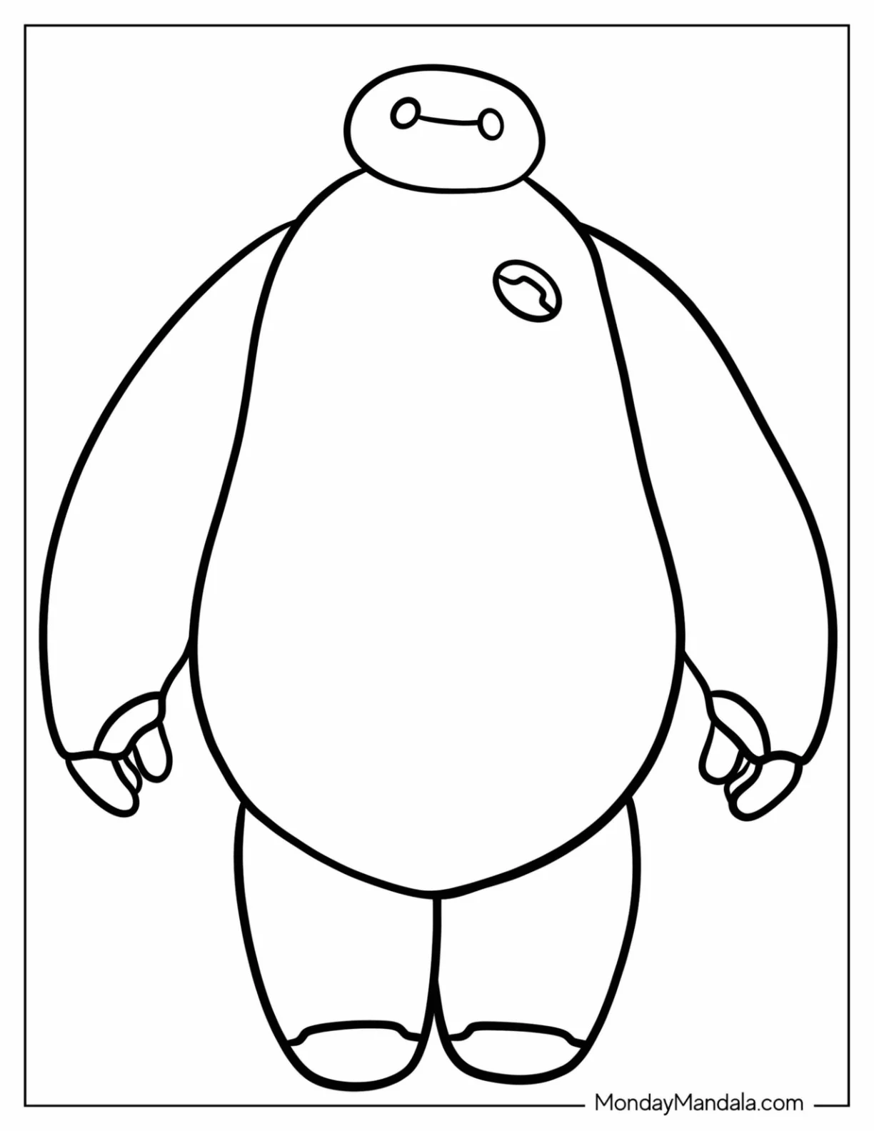 Big Hero 6 Coloring Page Of Easy Baymax Outline For Preschoolers coloring page