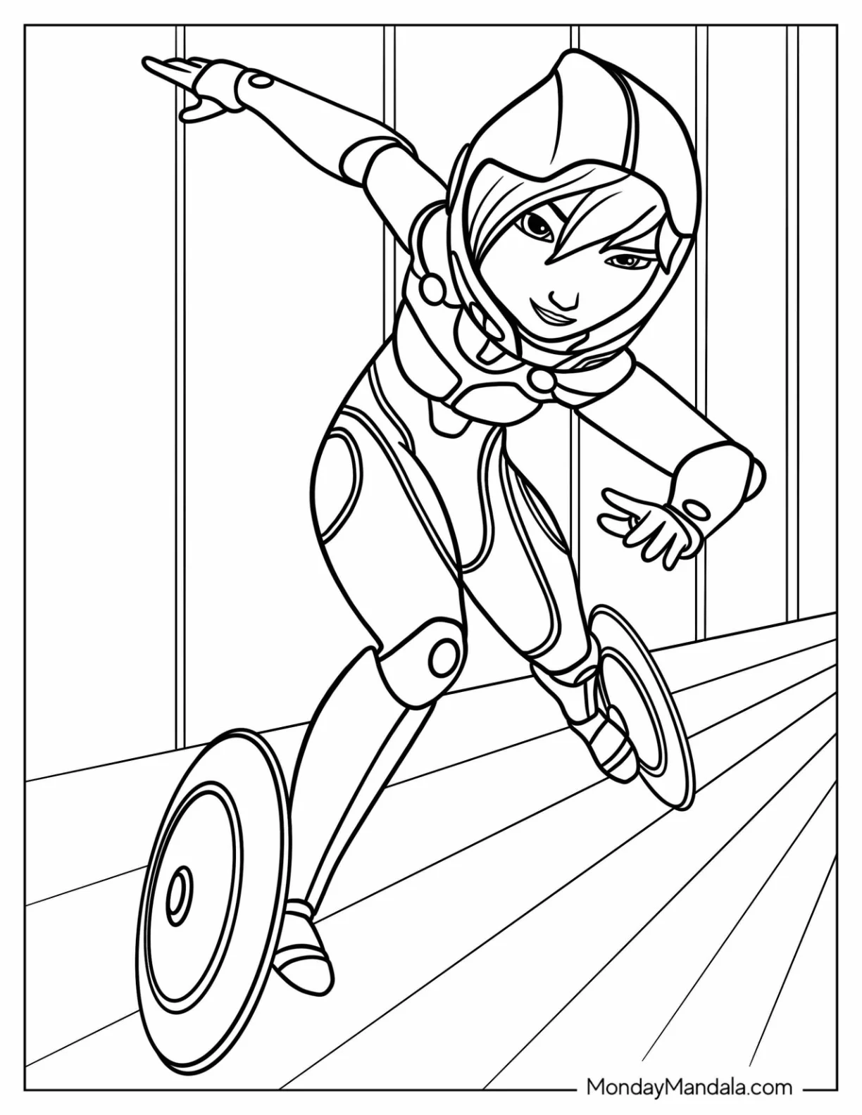 Big Hero 6 Coloring Page Of GoGo Tomago In Superhero Suit coloring page