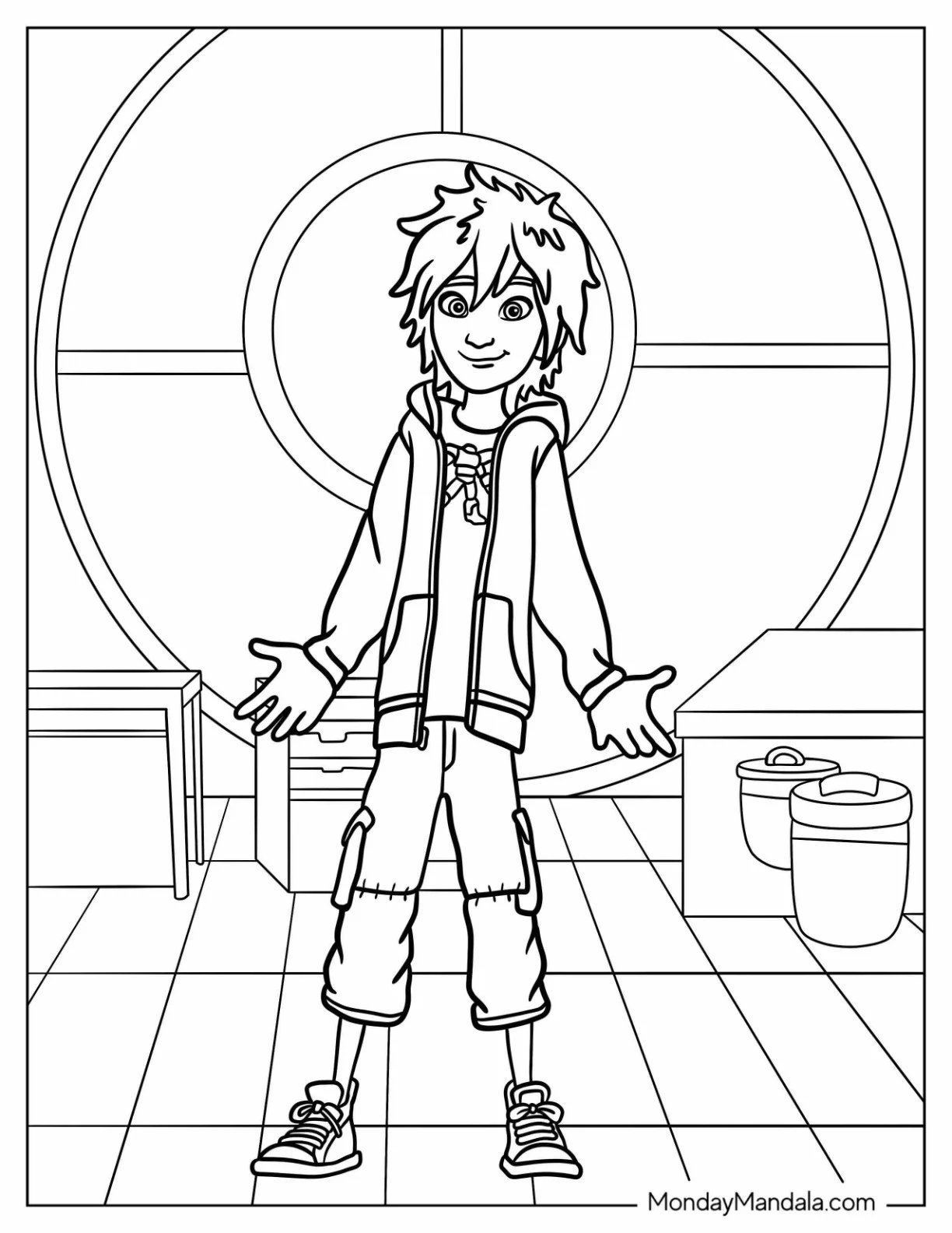 Big Hero 6 Coloring Page Of Smiling Hiro Hamada coloring page