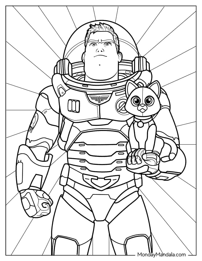 Buzz Holding Sox The Cat coloring page
