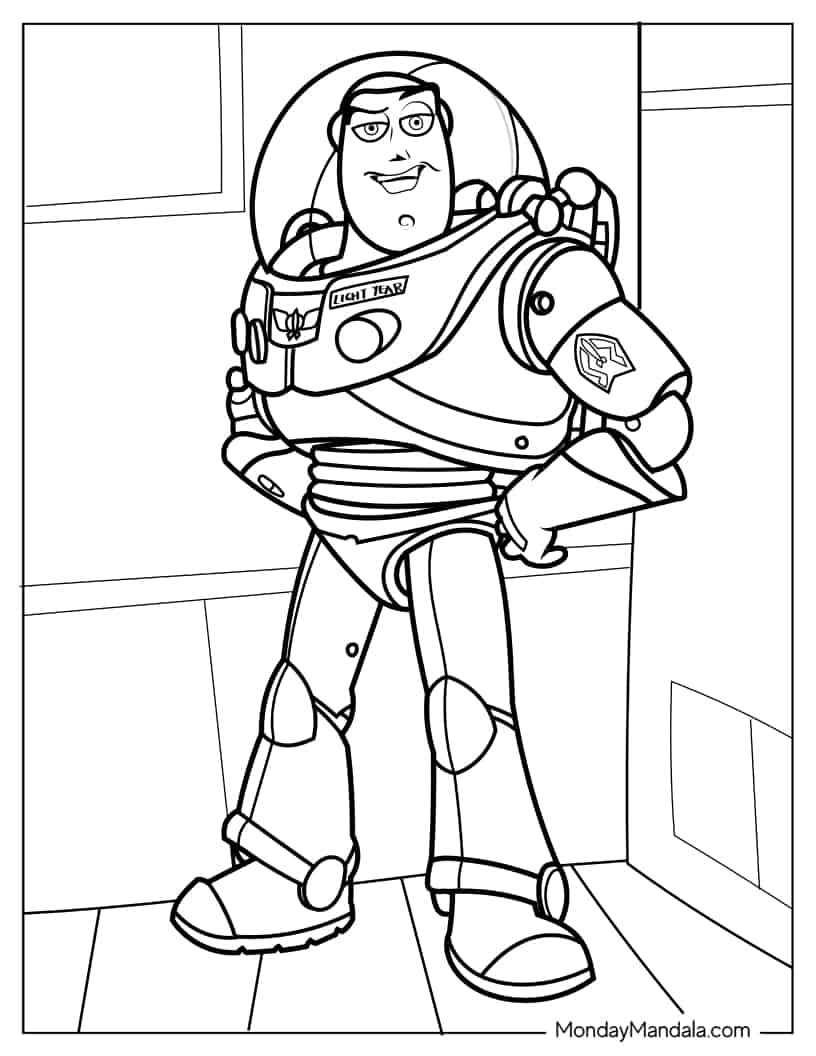 Buzz Lightyear Coloring In For Kids coloring page — printable line art