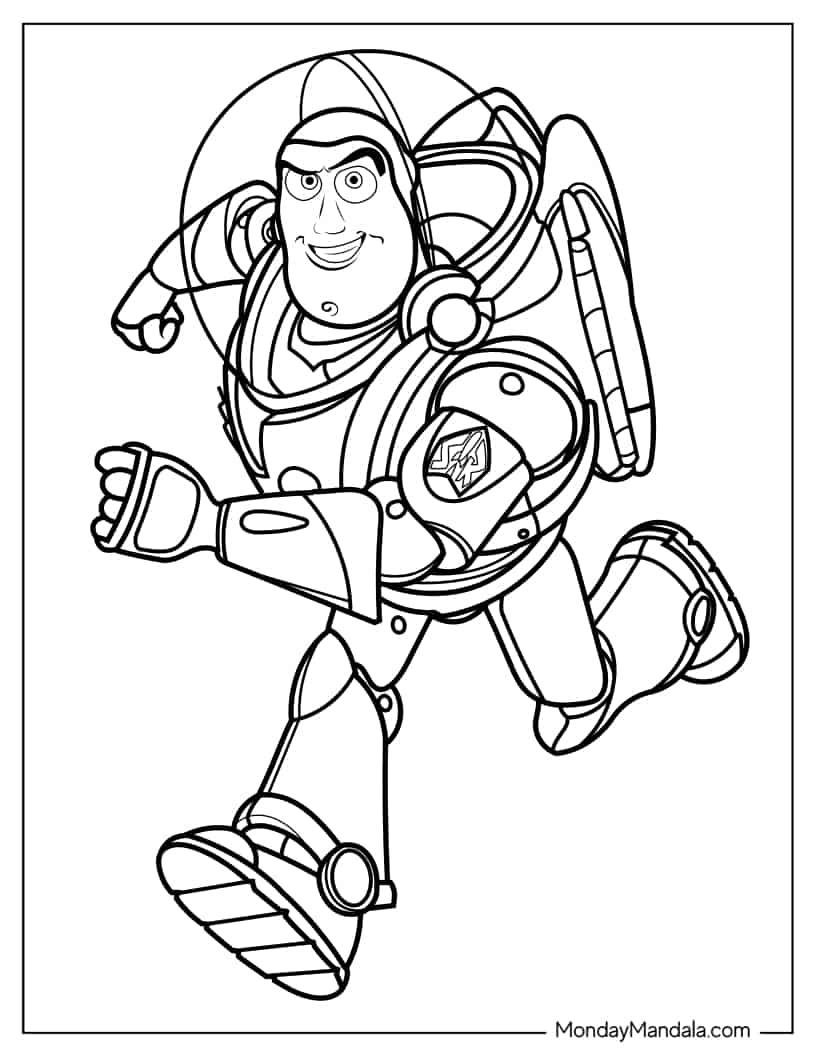 Buzz Lightyear Running Coloring Sheet coloring page