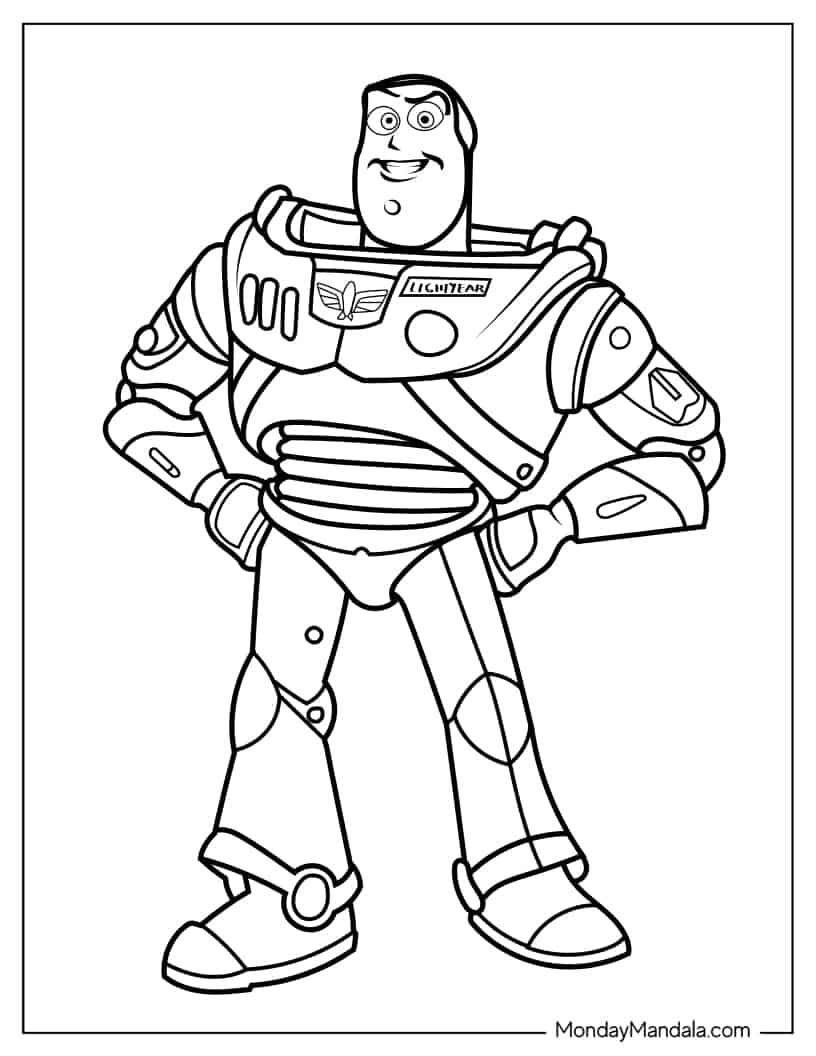 Detailed Coloring Page Of Buzz Lightyear For Kids coloring page
