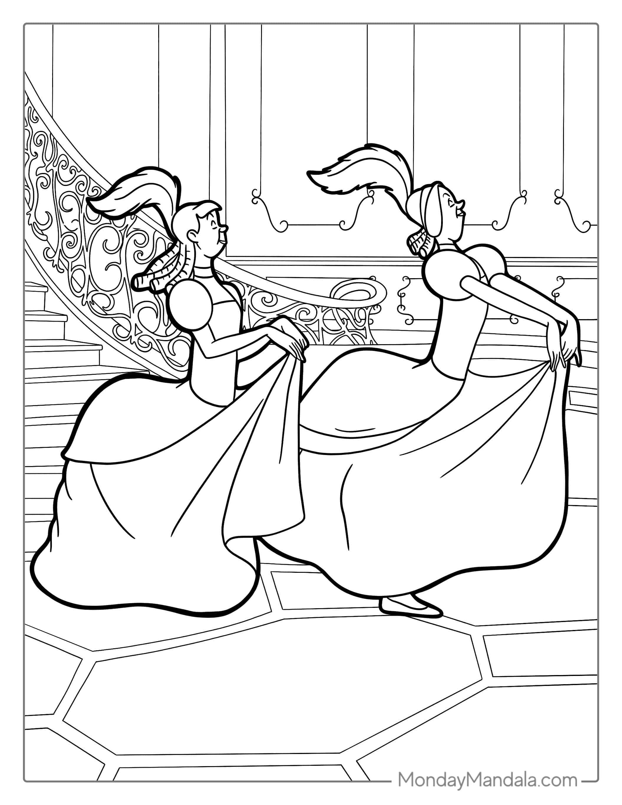 Anastasia and Drizella (The Ugly Stepsisters) Coloring Page coloring page