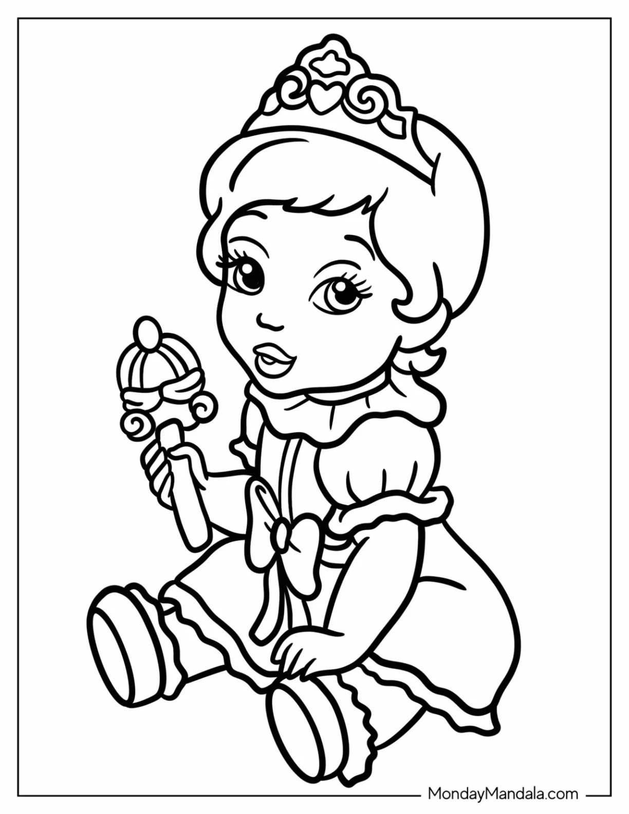 Baby Princess Cinderella Coloring Sheet For Preschoolers coloring page