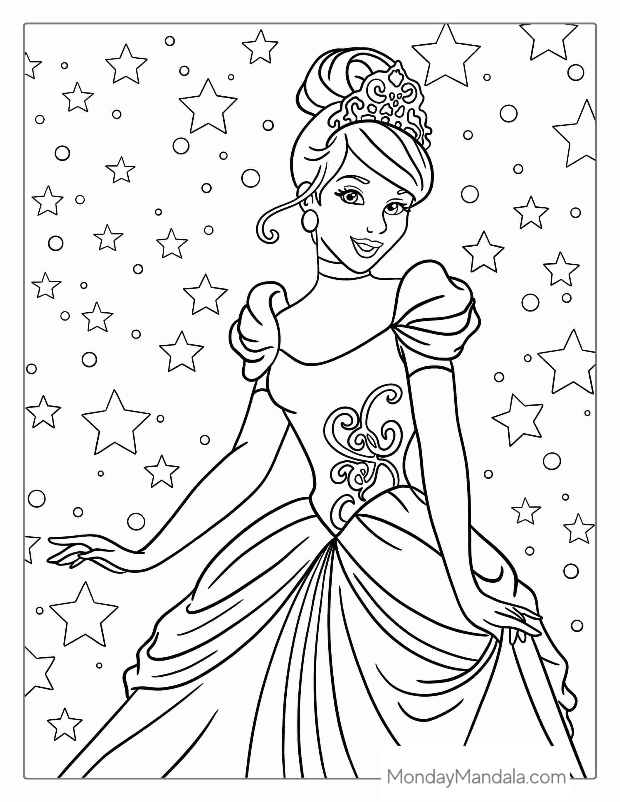 Beautiful Coloring Page Of Cinderella For Kids coloring page