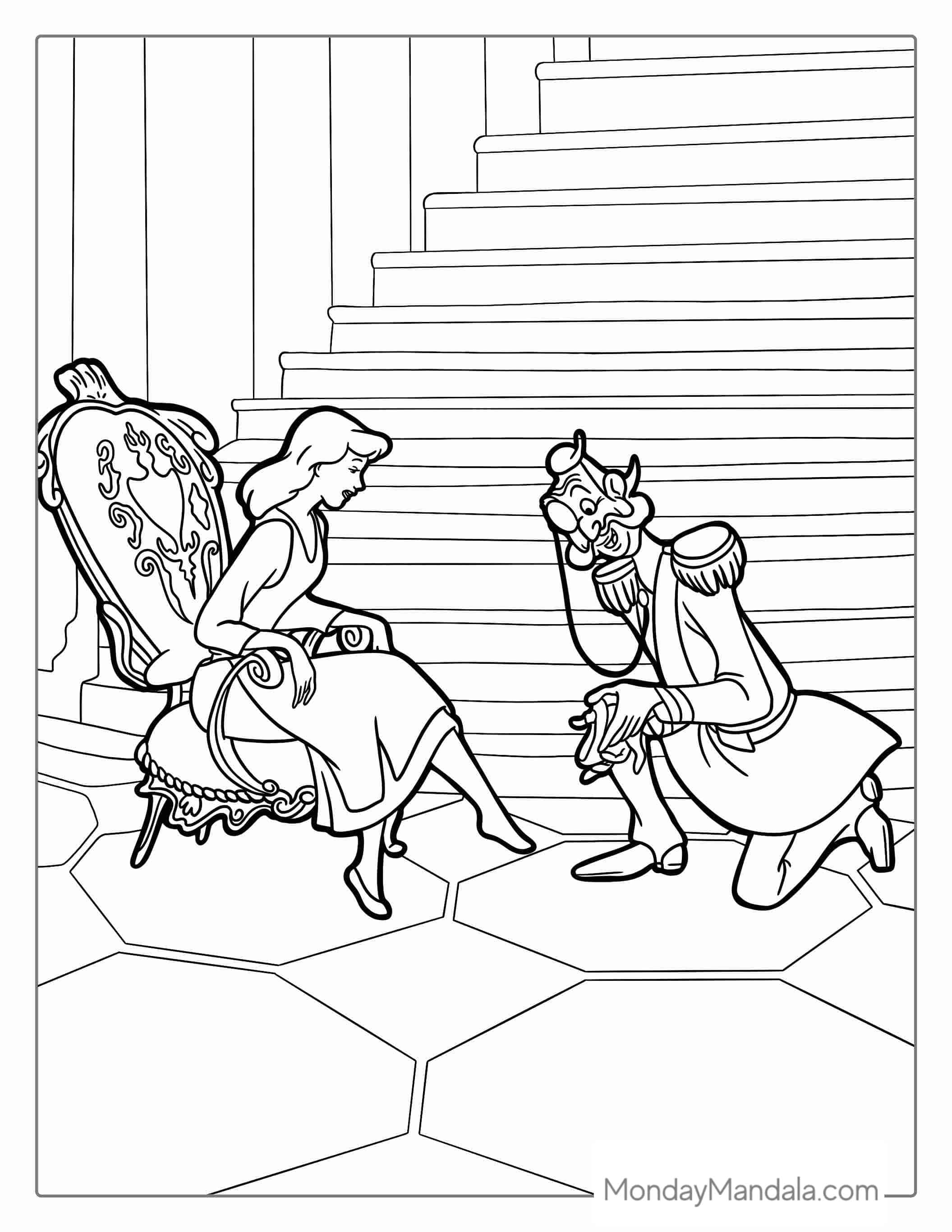 Cinderella And Grand Duke Coloring Picture coloring page — printable line art