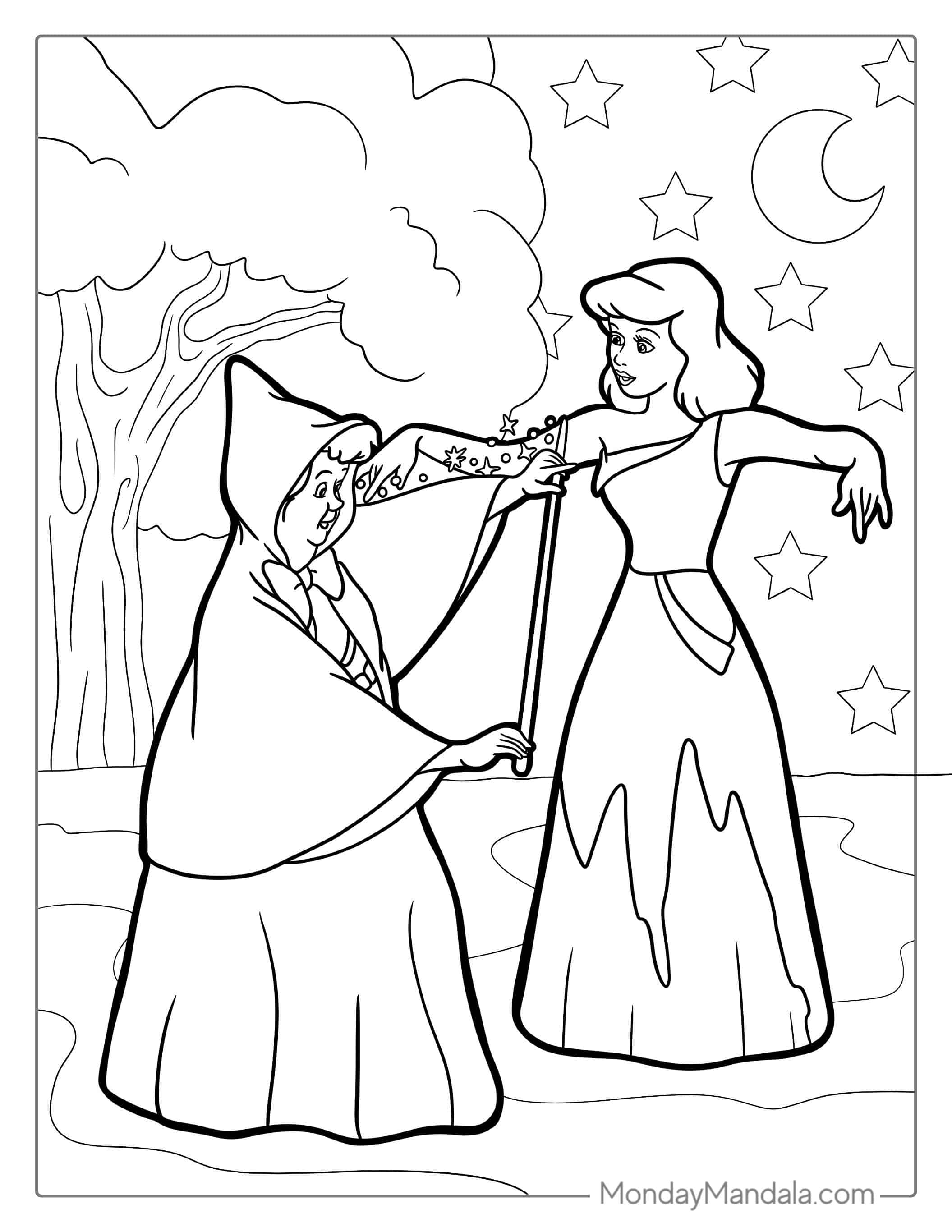 Cinderella And The Fairy Godmother Coloring Sheet coloring page