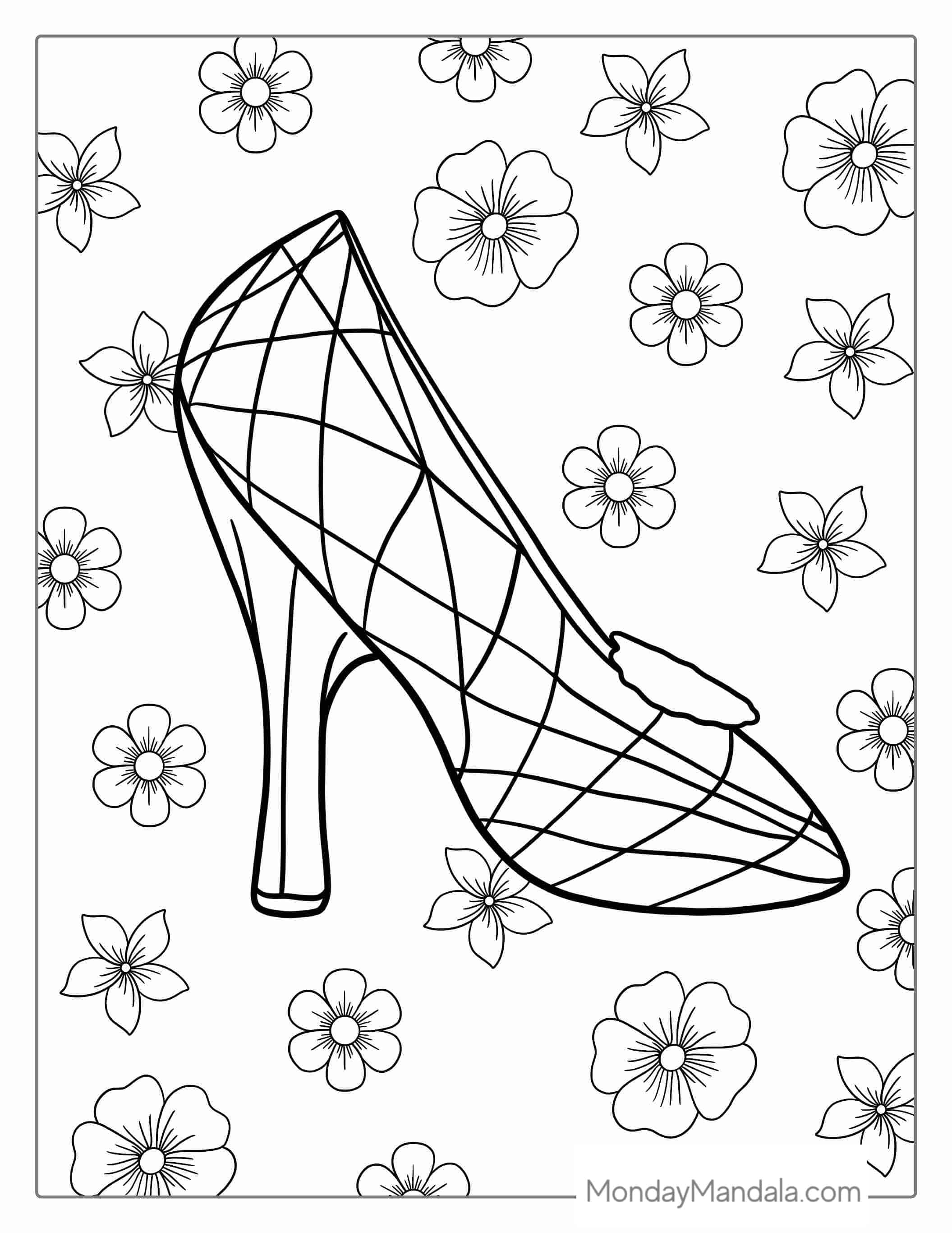 Cinderella Glass Slipper Coloring Page coloring page