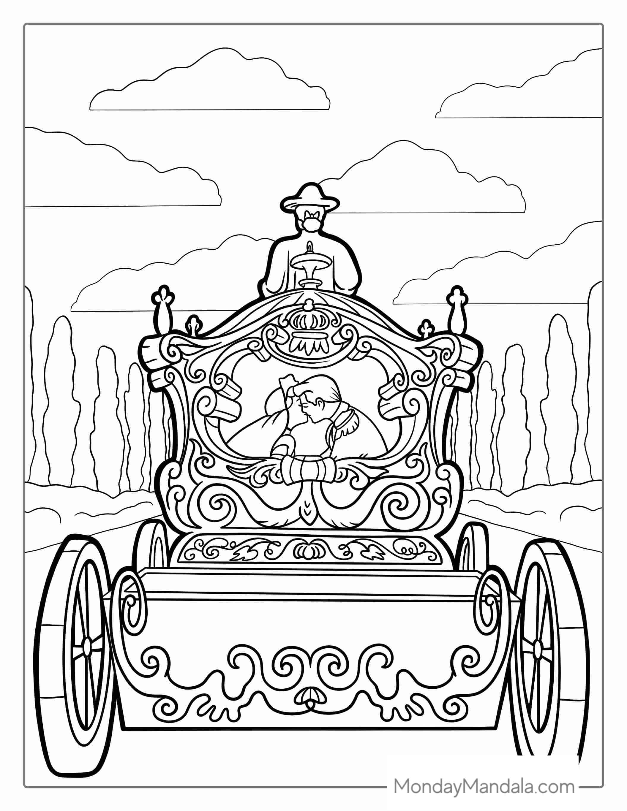 Cinderella Happily Ever After Coloring Sheet coloring page — printable line art