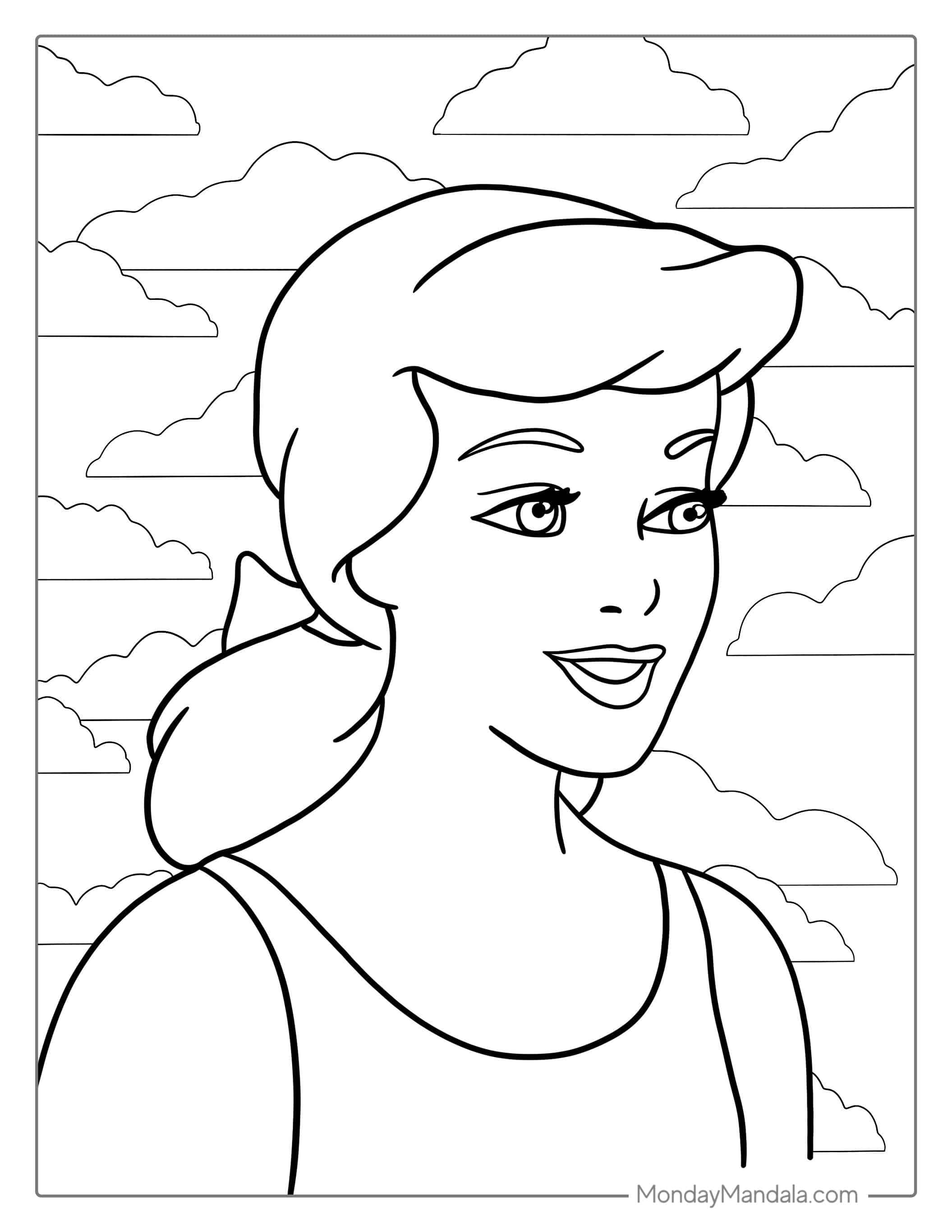 Cinderella In Normal Clothes Coloring Picture coloring page
